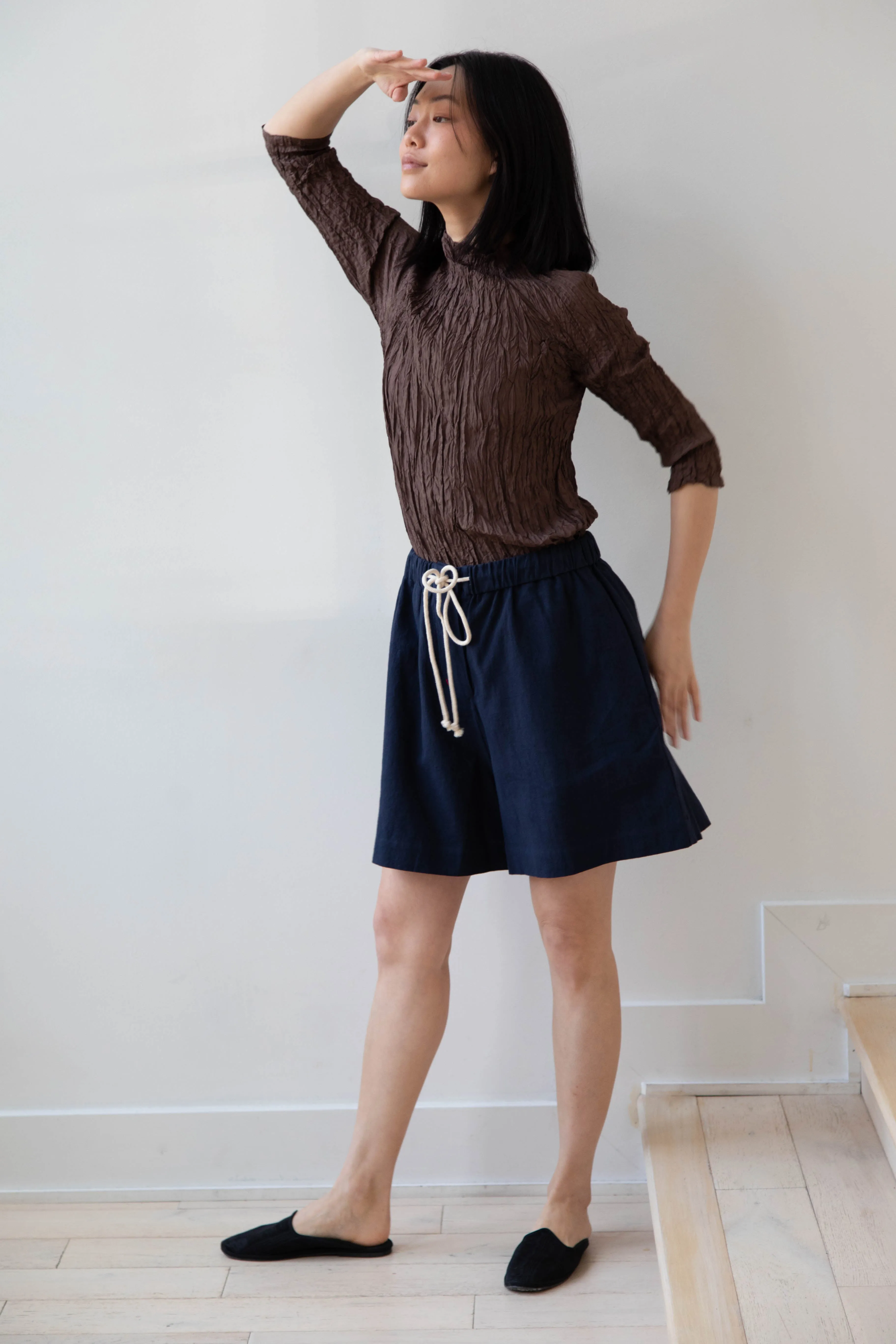 Anaak | Palma Pleated Tunic in Cacao Silk