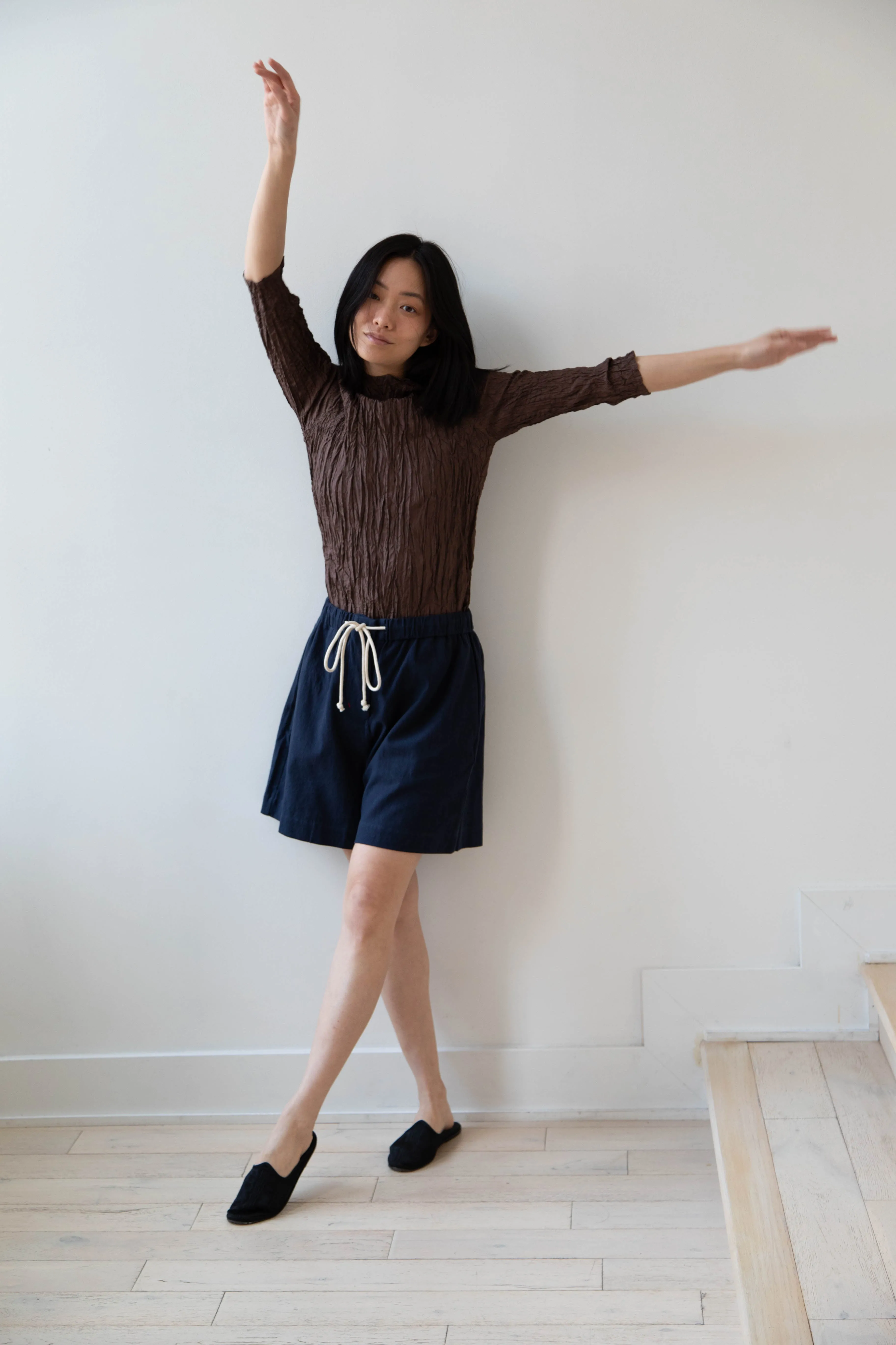 Anaak | Palma Pleated Tunic in Cacao Silk