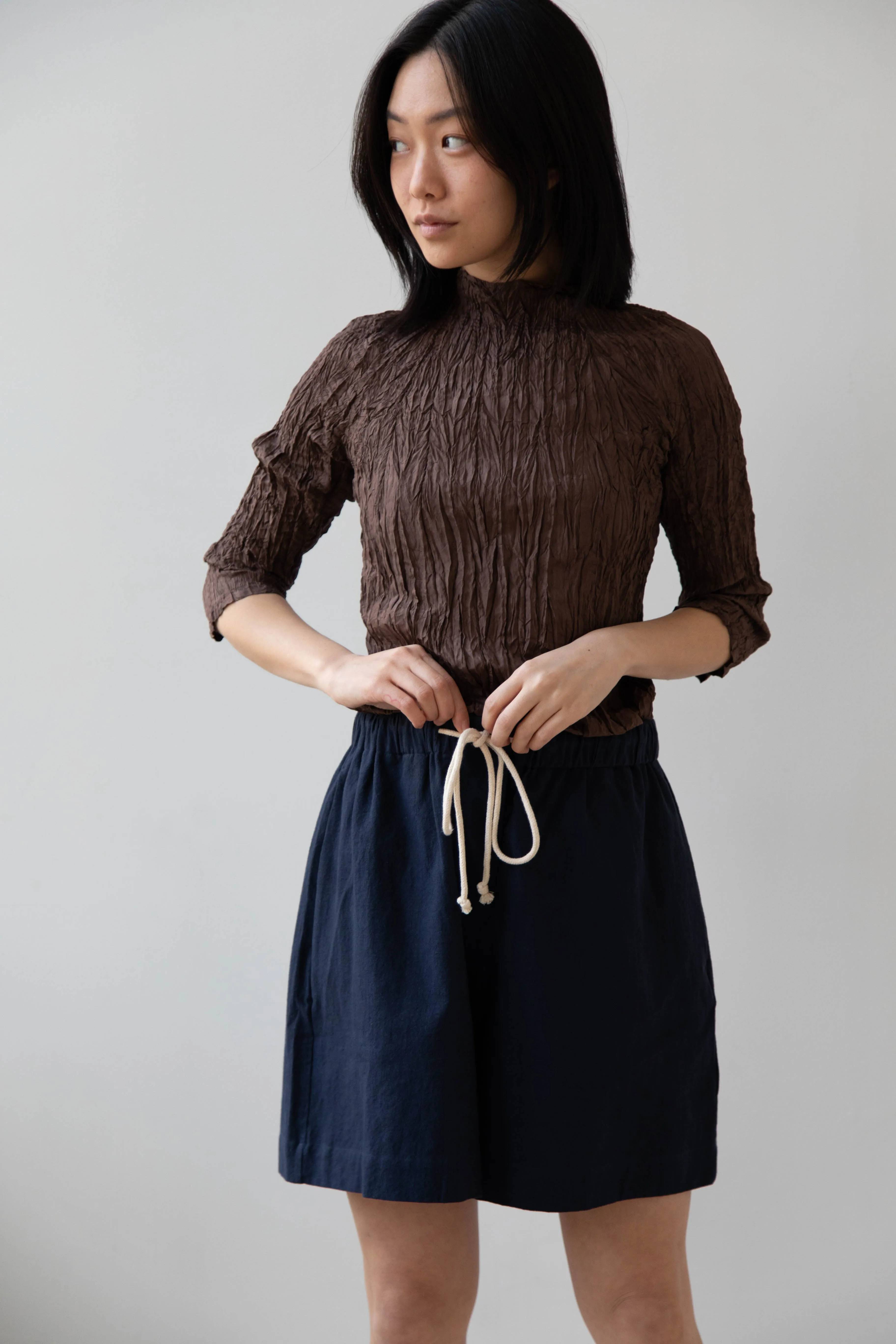 Anaak | Palma Pleated Tunic in Cacao Silk