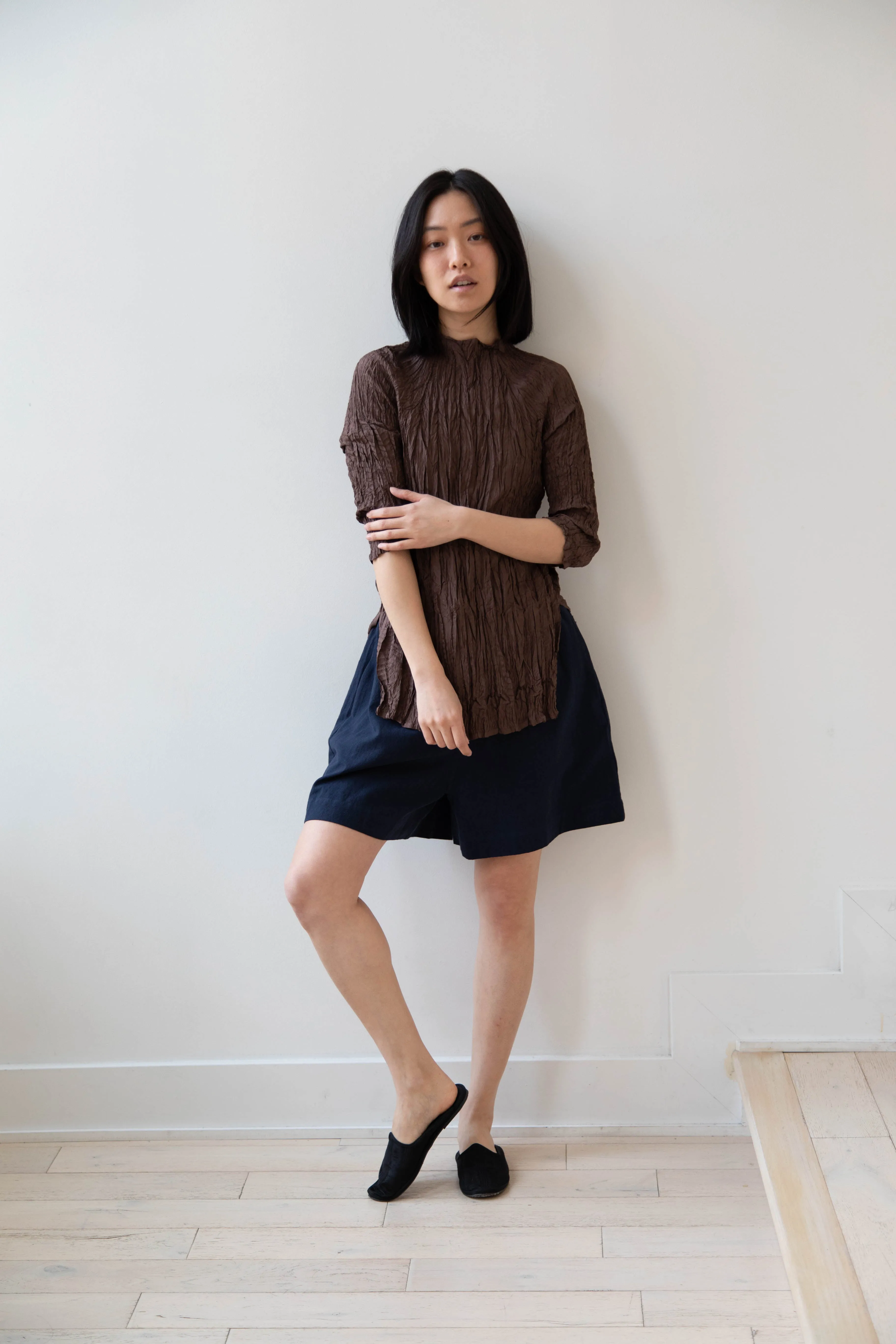 Anaak | Palma Pleated Tunic in Cacao Silk