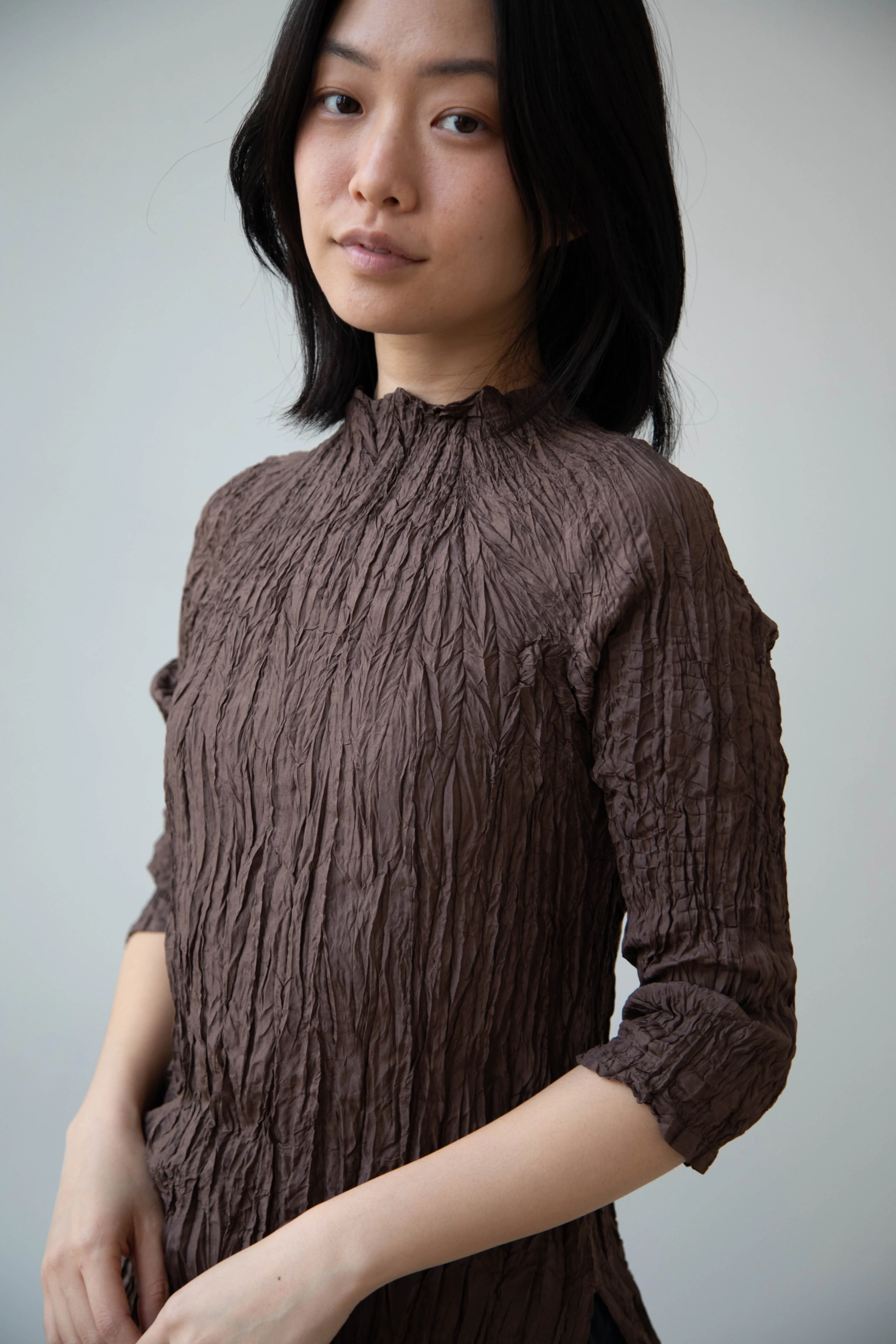 Anaak | Palma Pleated Tunic in Cacao Silk