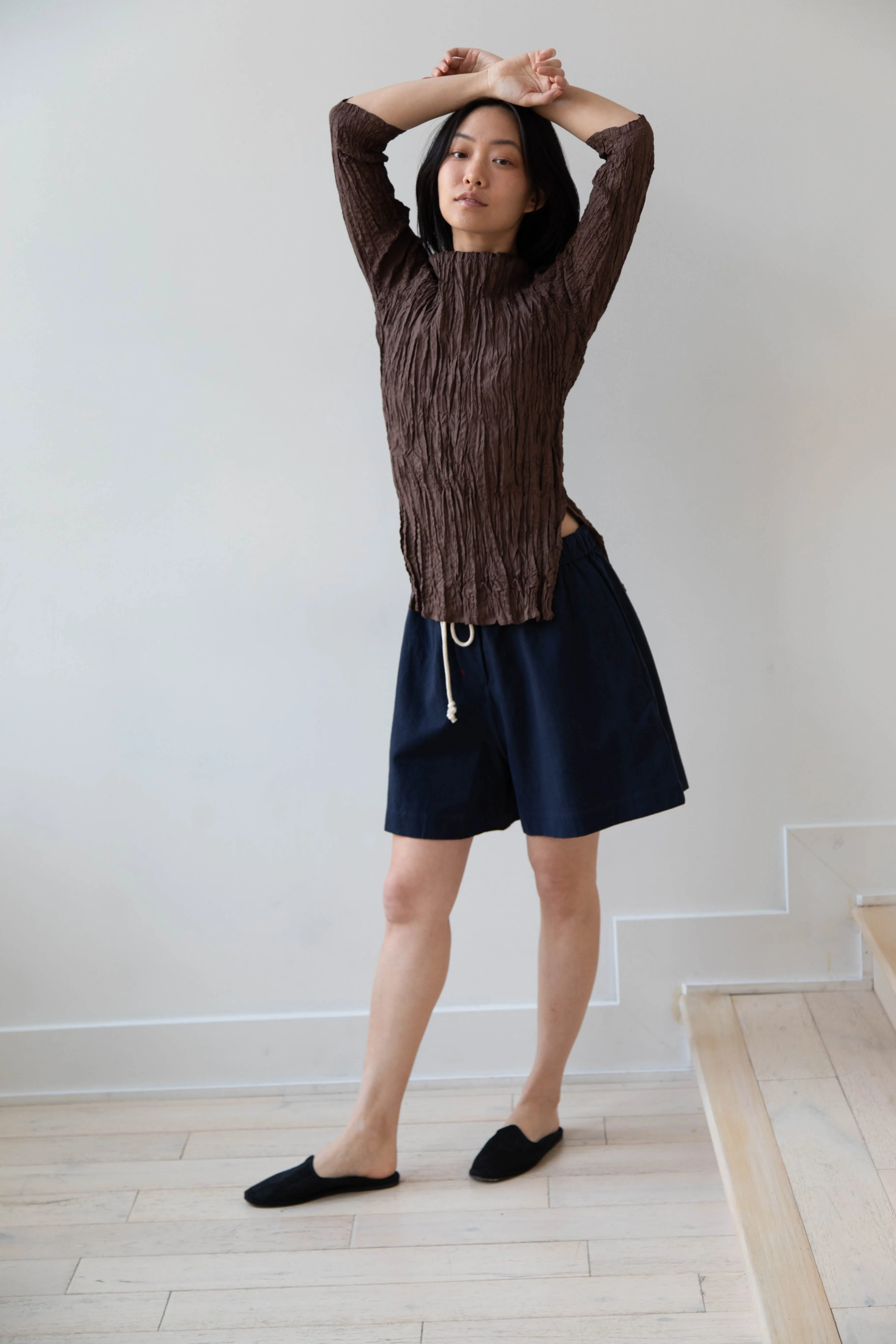 Anaak | Palma Pleated Tunic in Cacao Silk