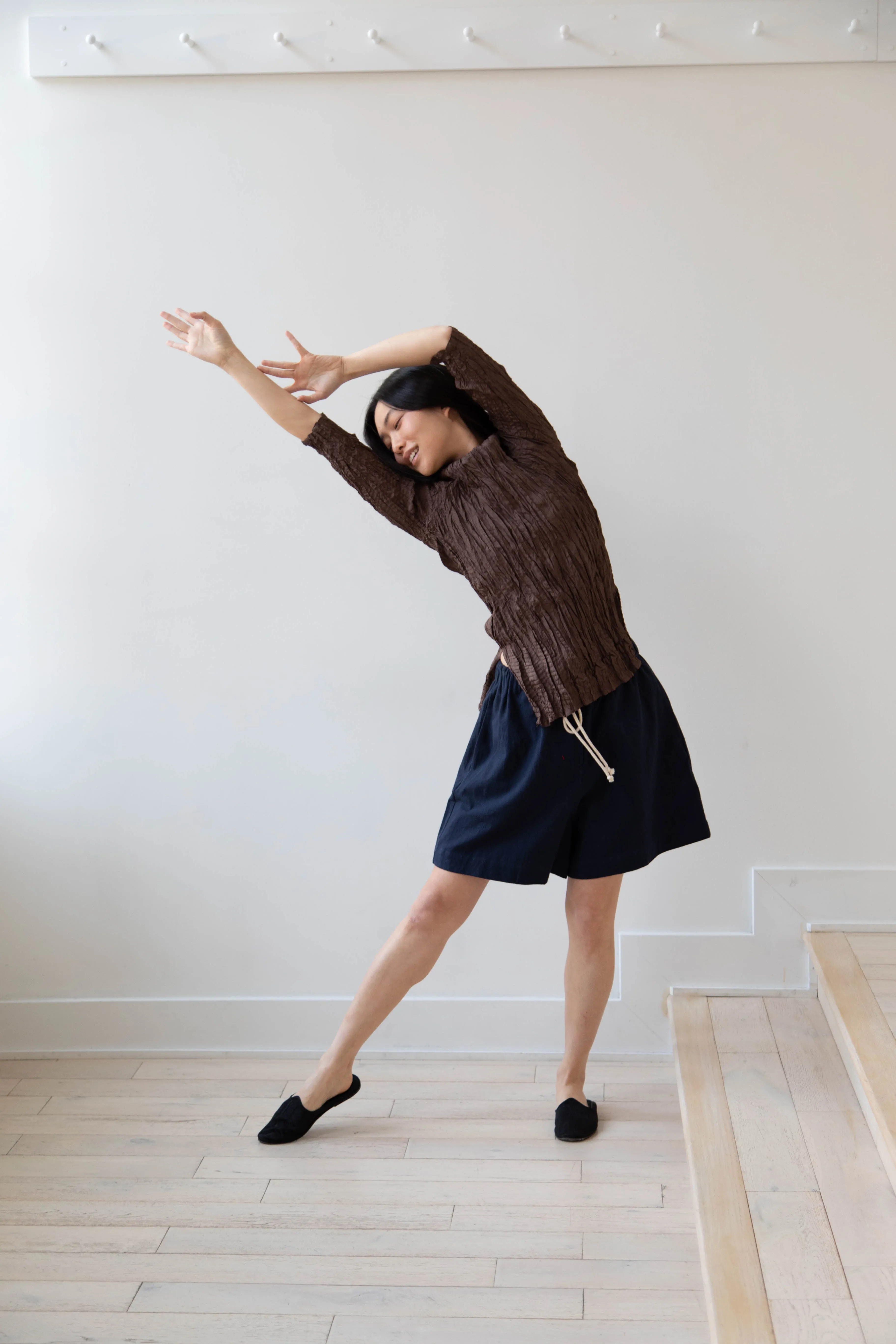 Anaak | Palma Pleated Tunic in Cacao Silk