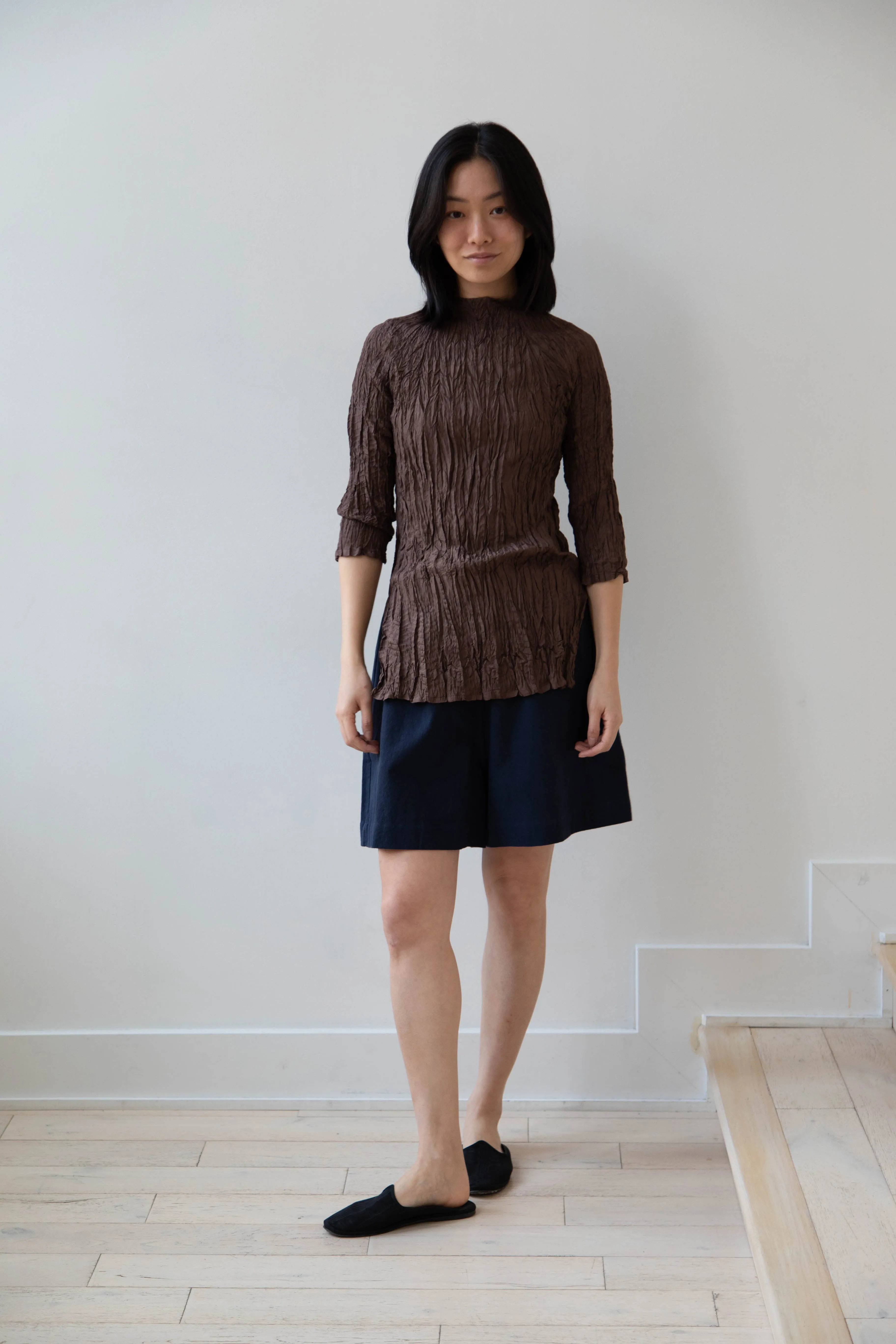 Anaak | Palma Pleated Tunic in Cacao Silk