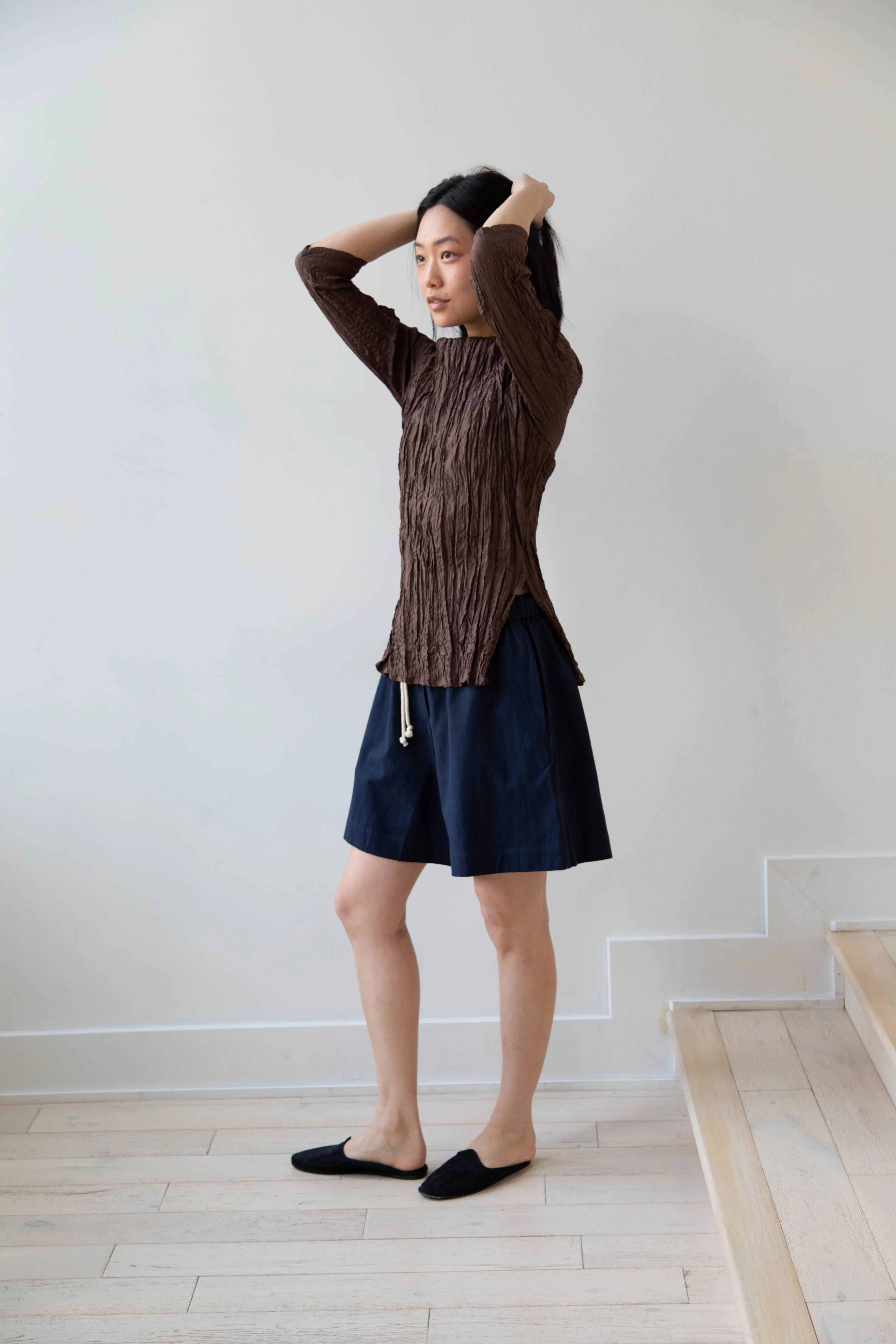 Anaak | Palma Pleated Tunic in Cacao Silk