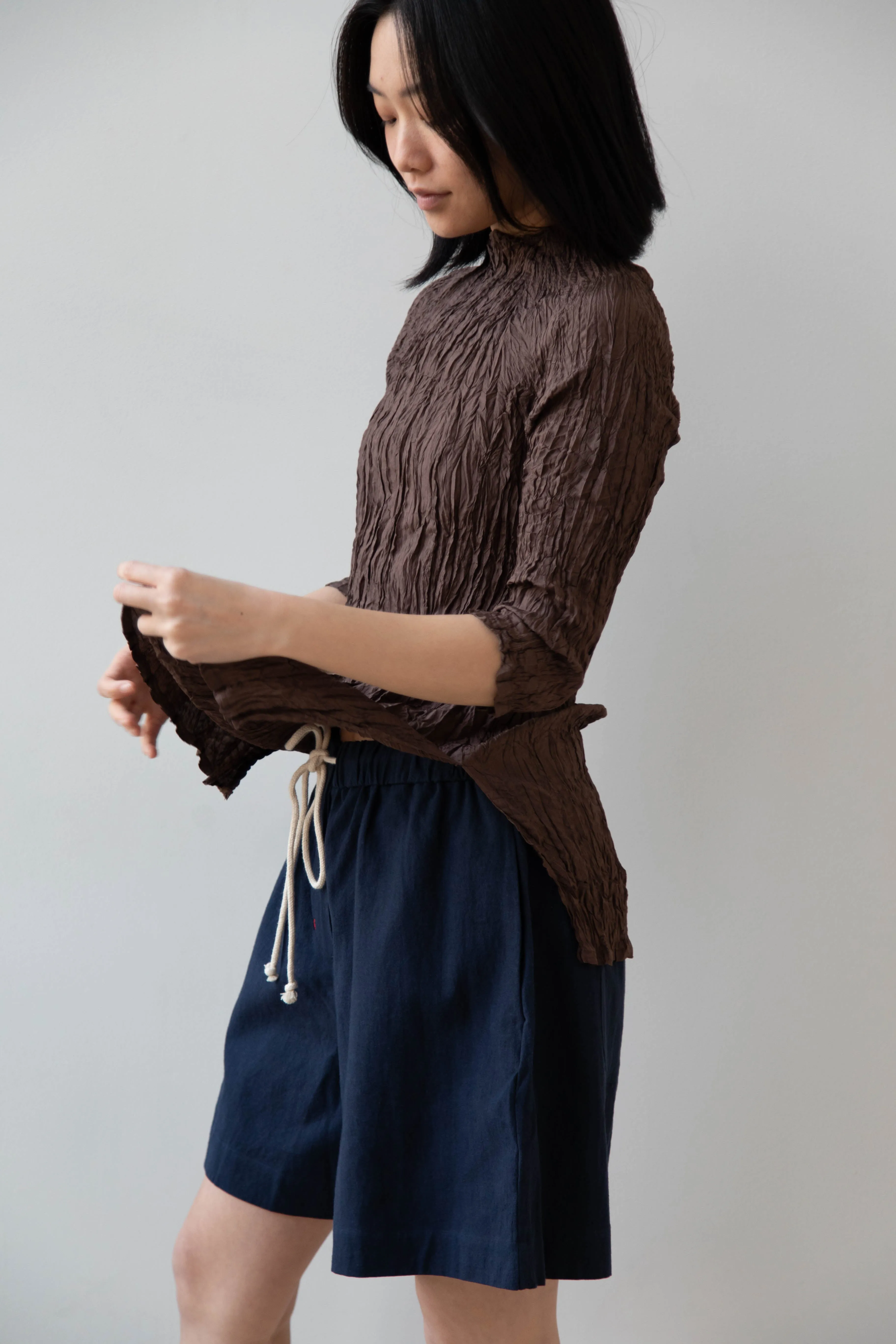 Anaak | Palma Pleated Tunic in Cacao Silk