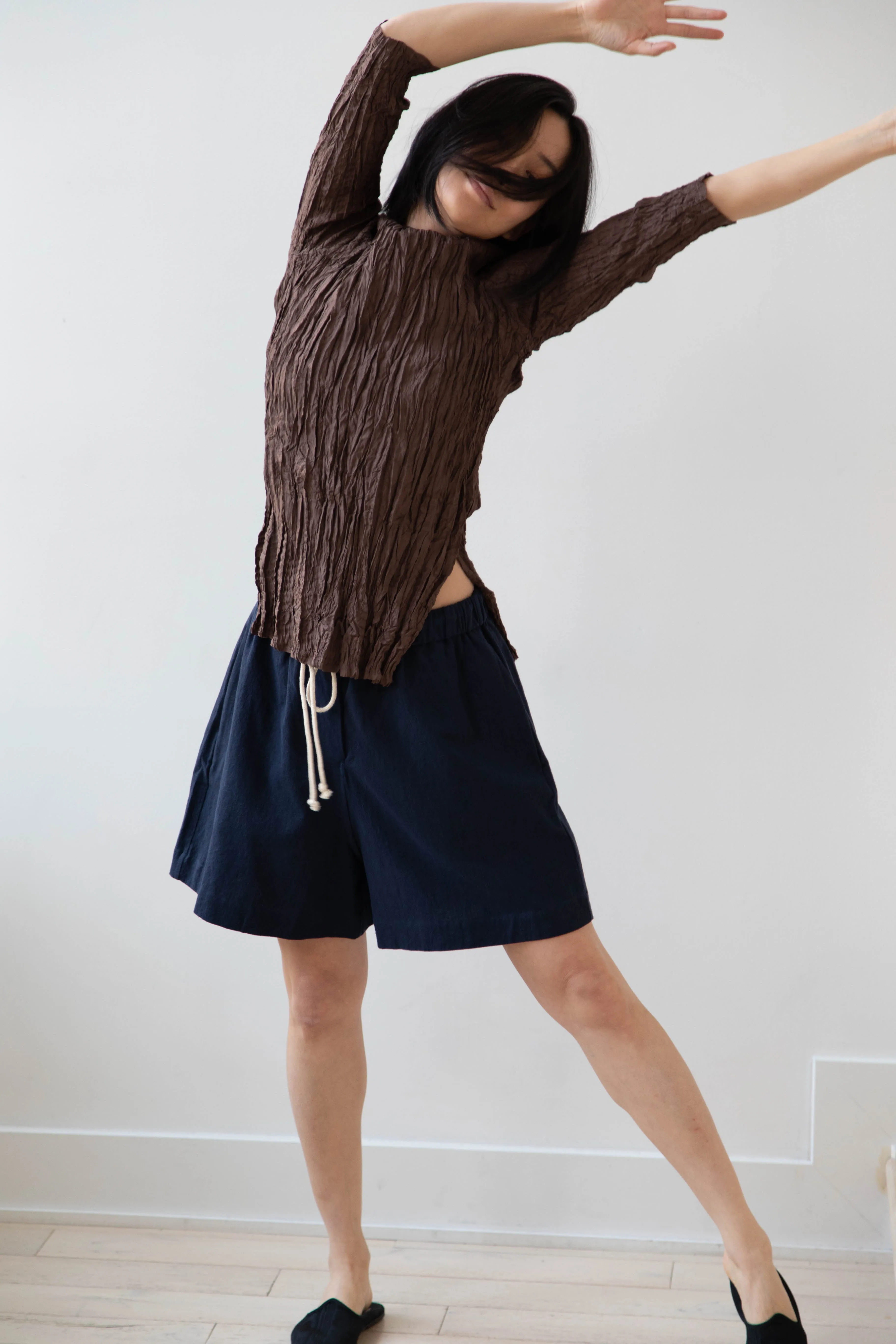 Anaak | Palma Pleated Tunic in Cacao Silk