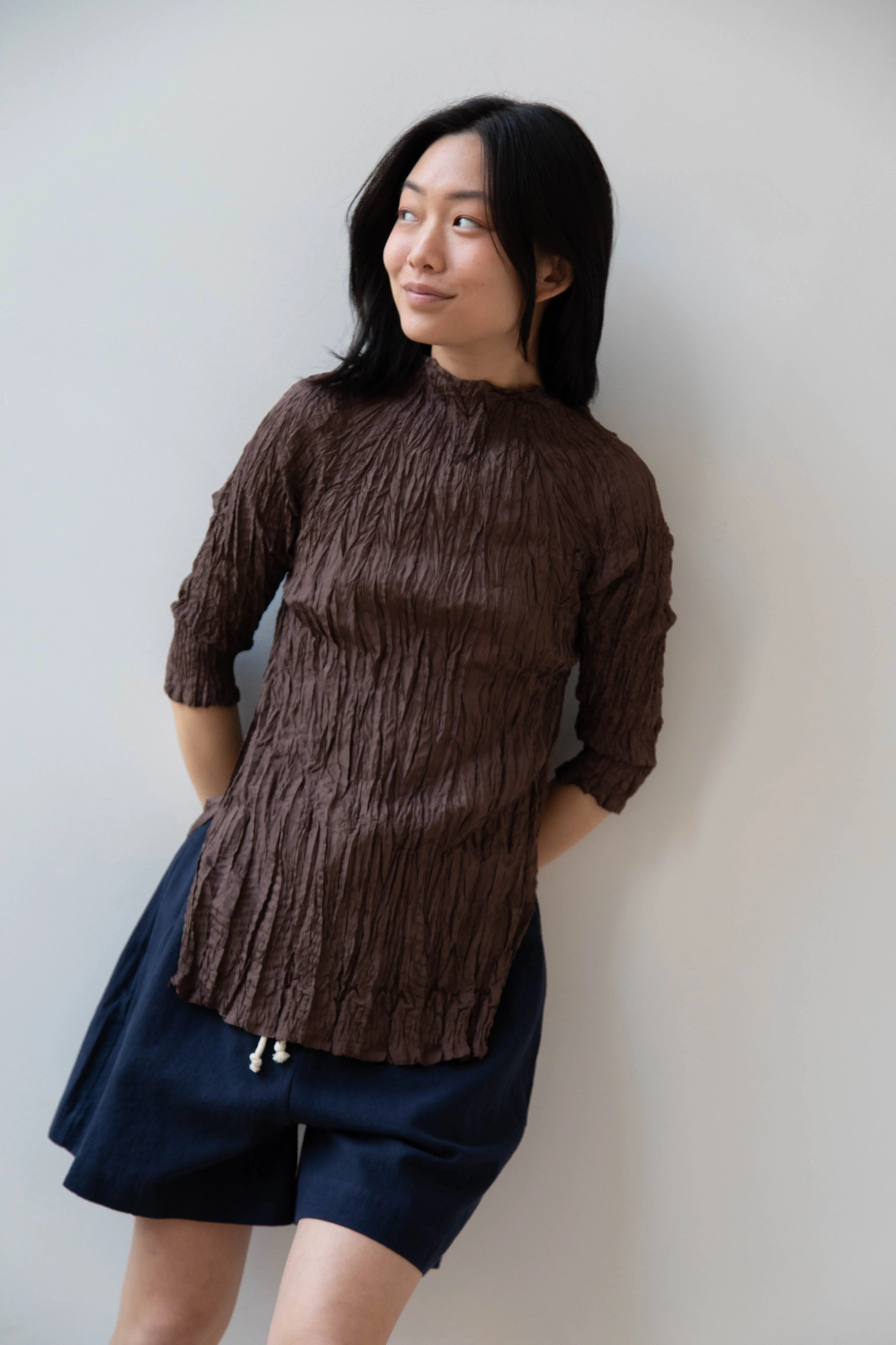 Anaak | Palma Pleated Tunic in Cacao Silk