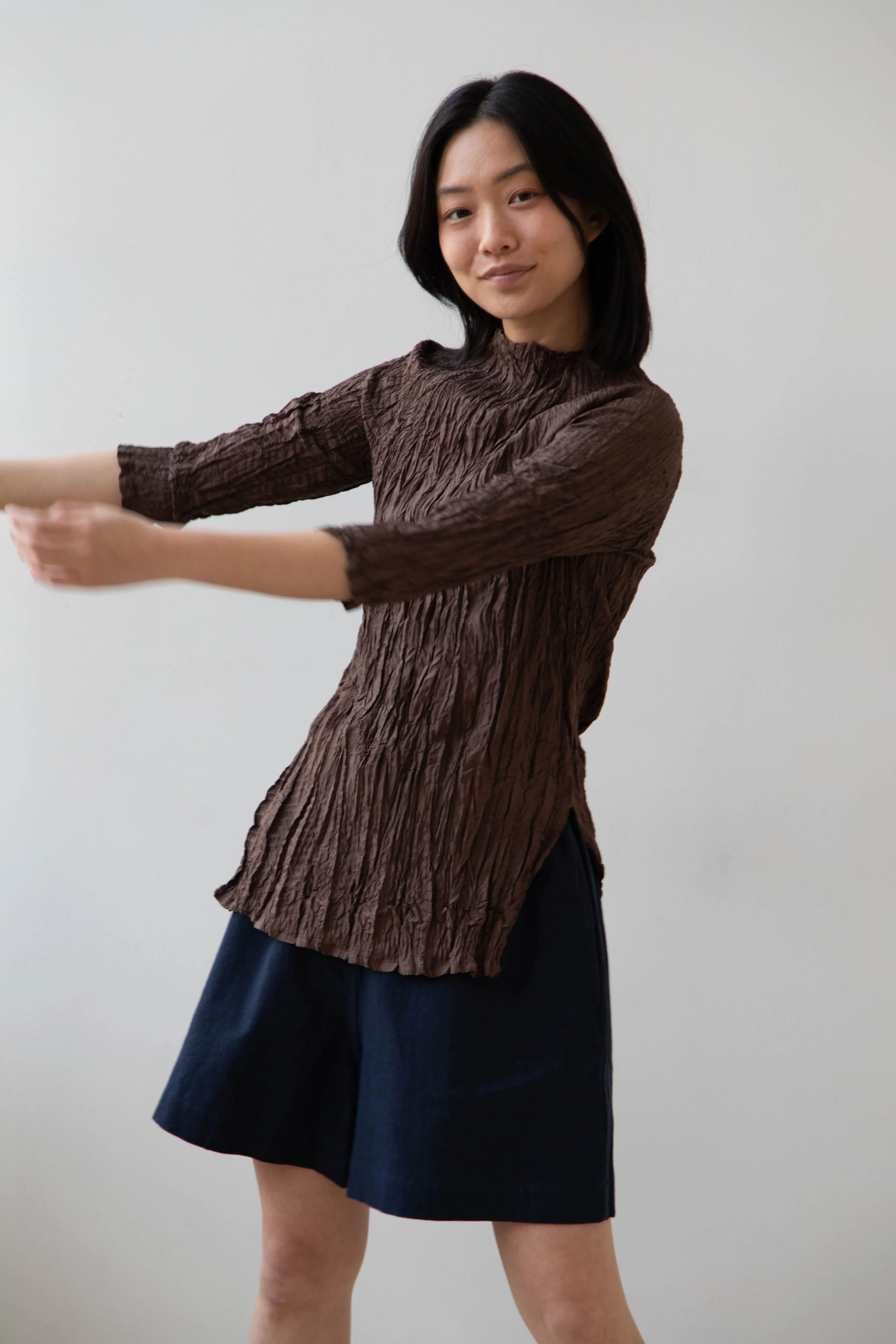 Anaak | Palma Pleated Tunic in Cacao Silk