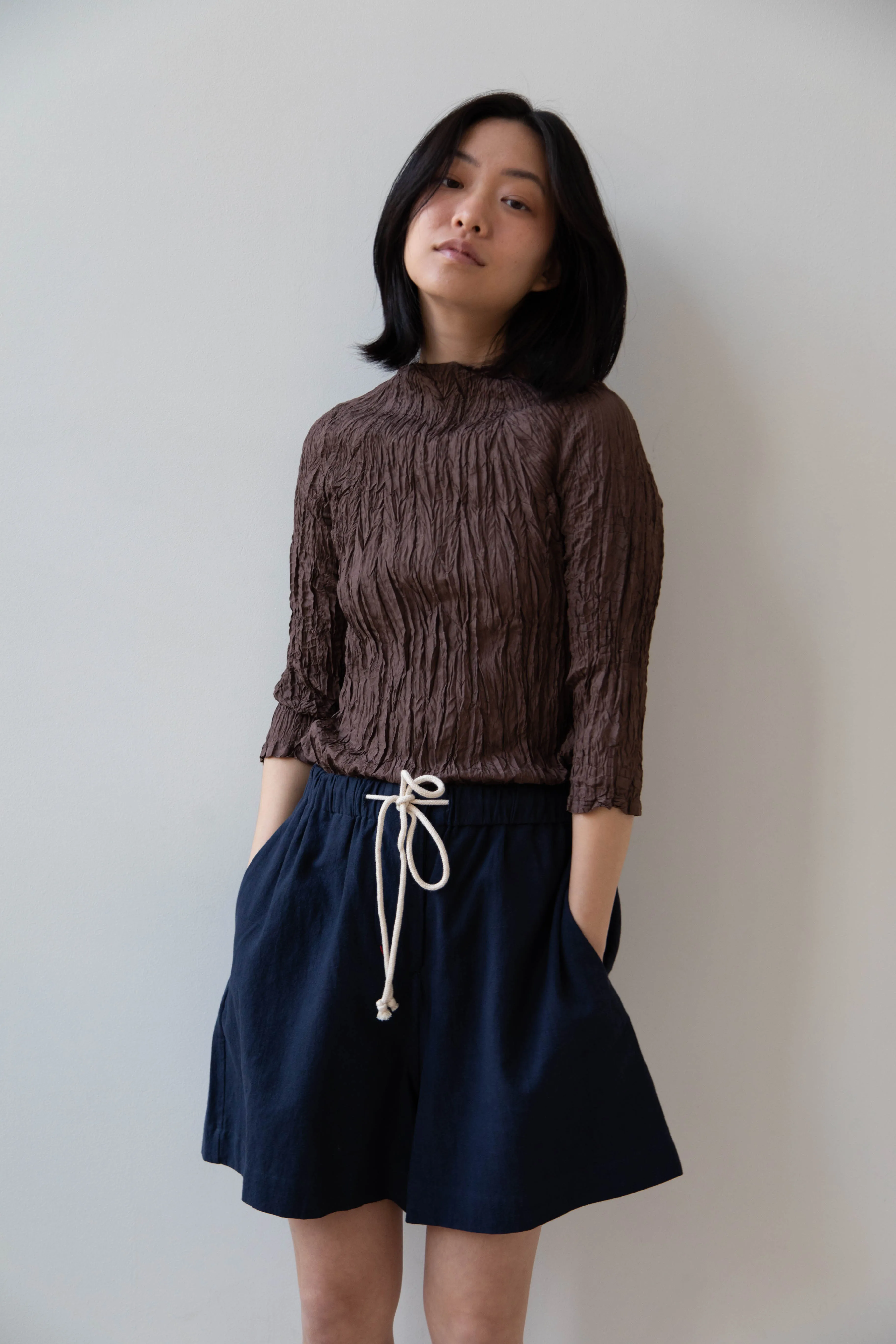 Anaak | Palma Pleated Tunic in Cacao Silk