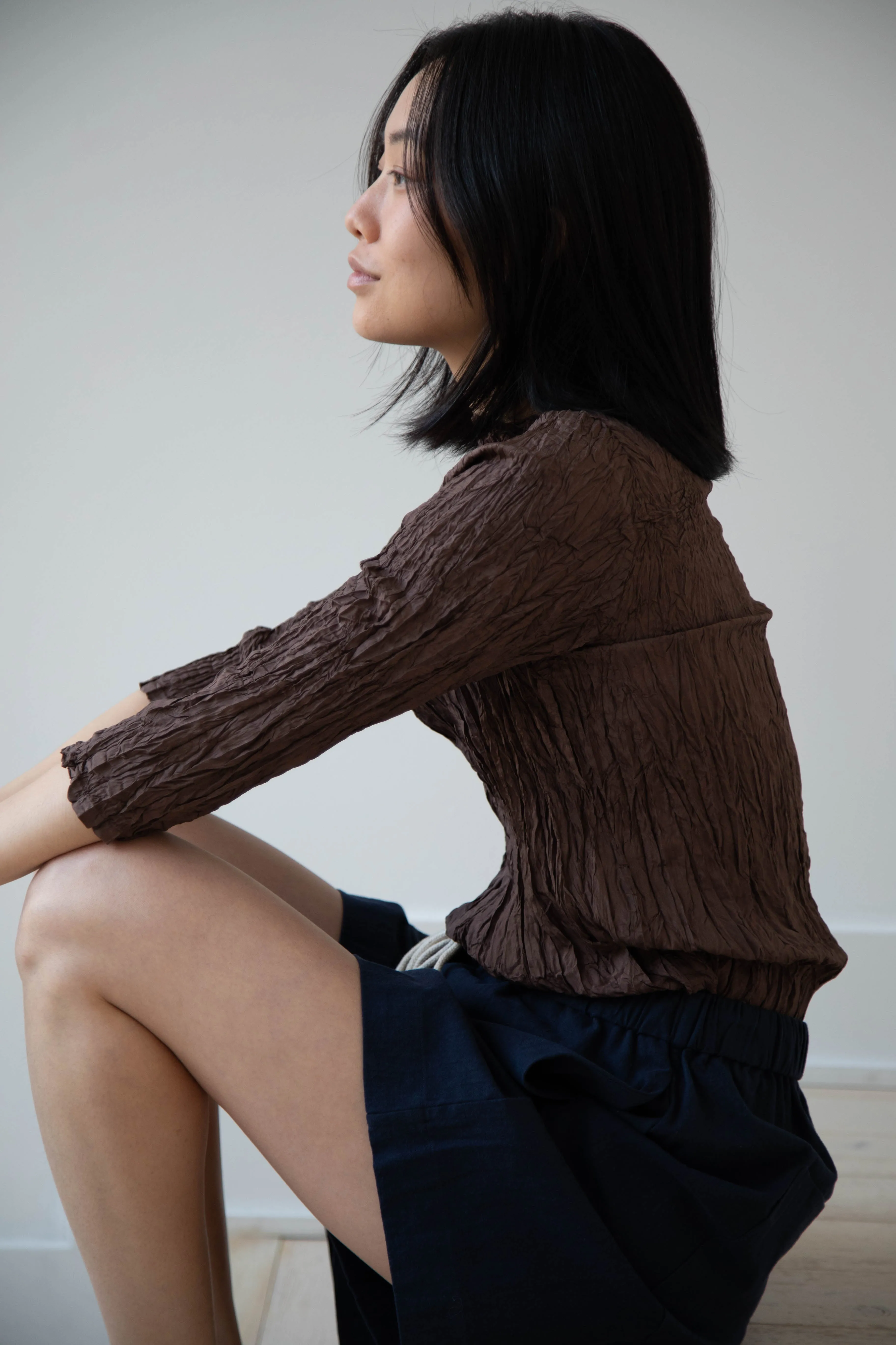 Anaak | Palma Pleated Tunic in Cacao Silk