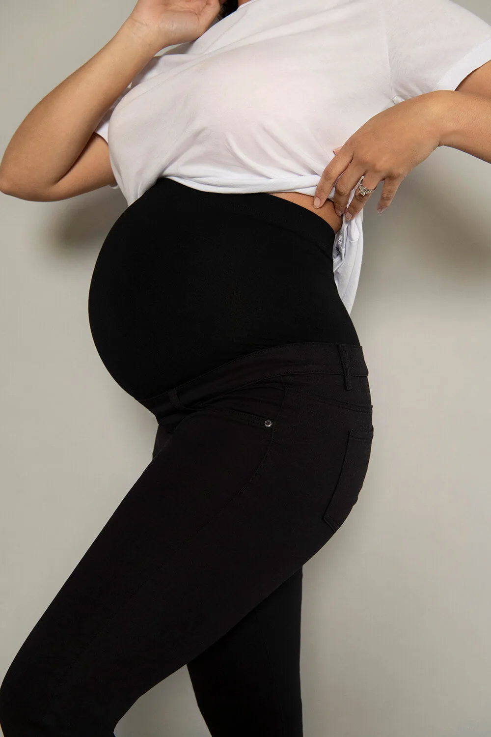 Ankle Grazer Maternity Jeggings - Black