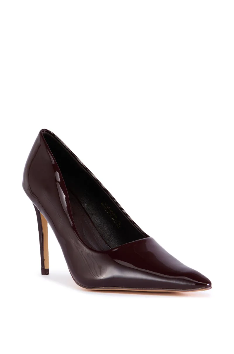 AZALEA WANG ISHANI BROWN PATENT PUMP