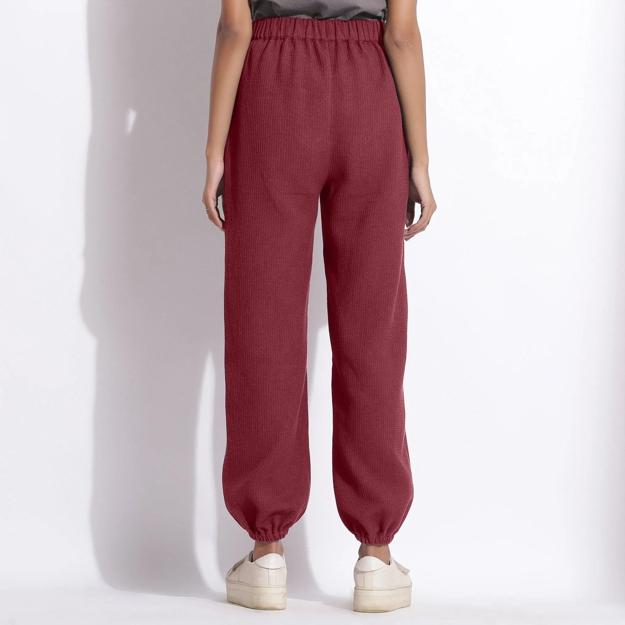 Barn Red Warm Cotton Waffle High-Rise Jogger Pant