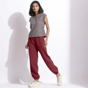 Barn Red Warm Cotton Waffle High-Rise Jogger Pant