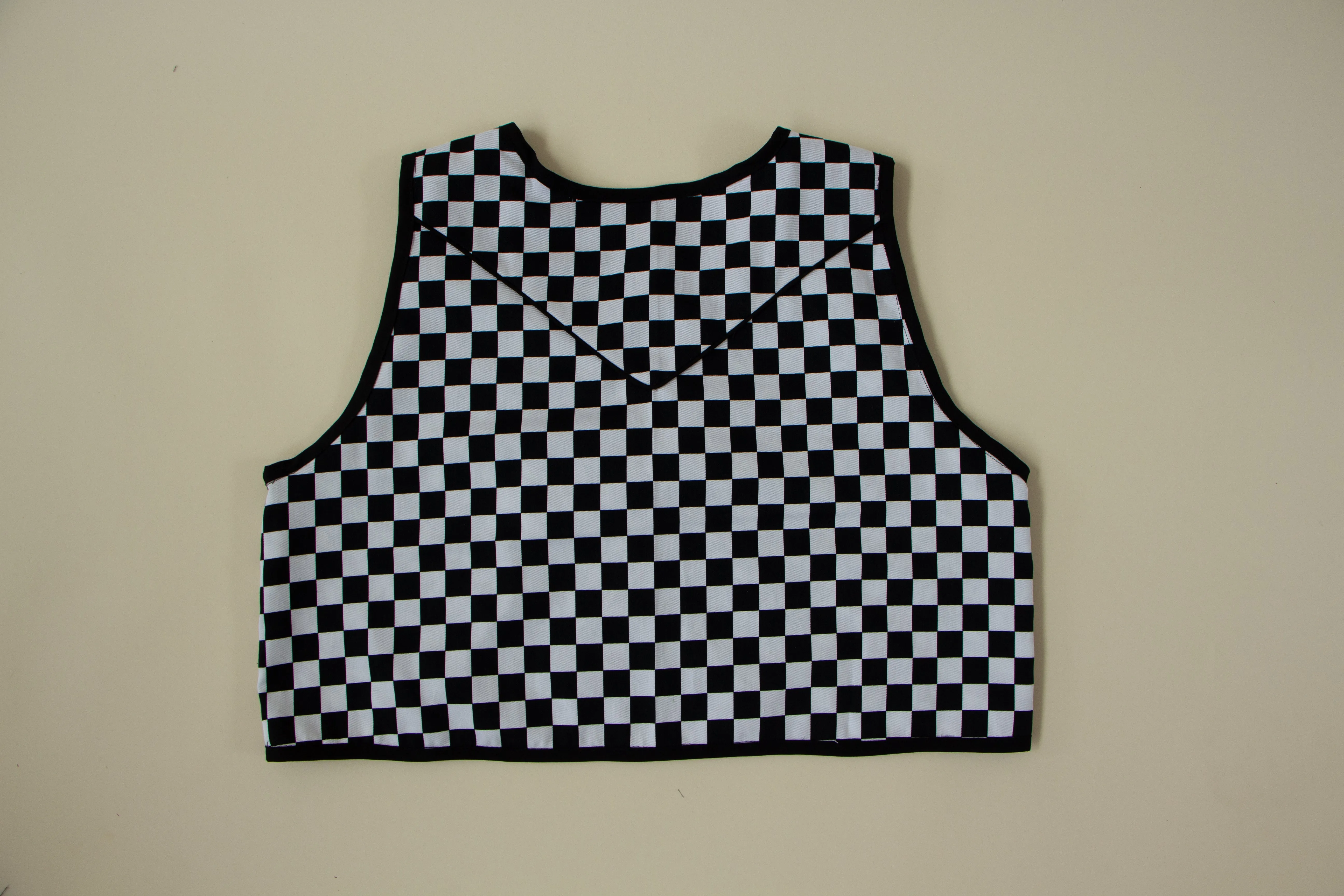 Black & White Checkered Vest with Buttons