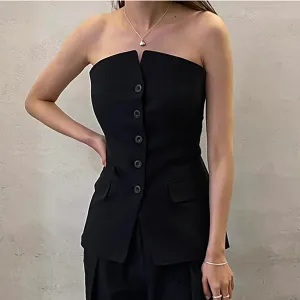 Black Sleeveless long Vest