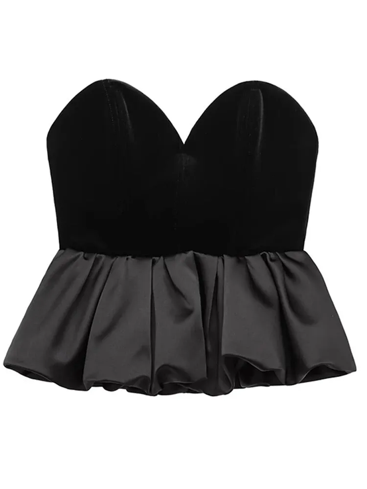 Black Velvet Peplum Tube Top – Night Out Essential