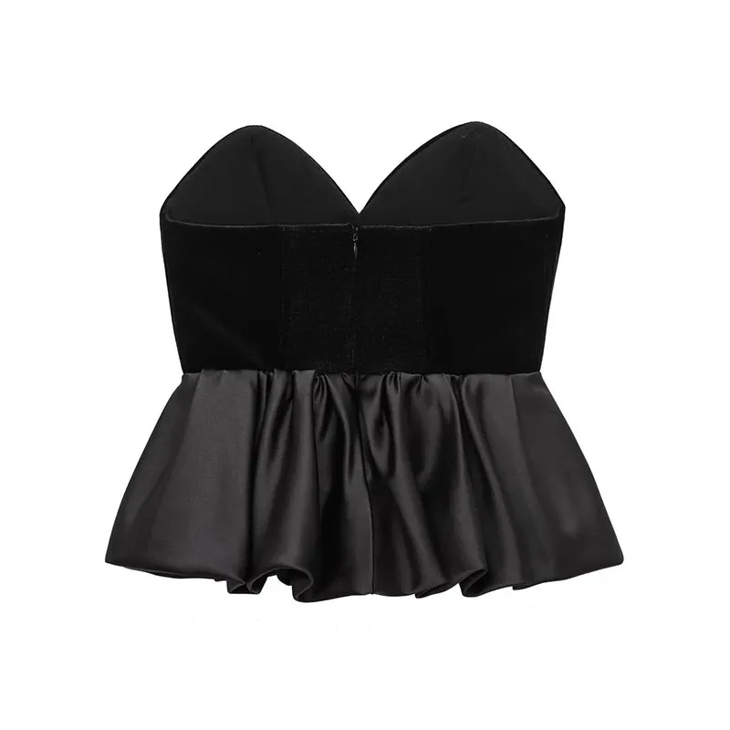 Black Velvet Peplum Tube Top – Night Out Essential