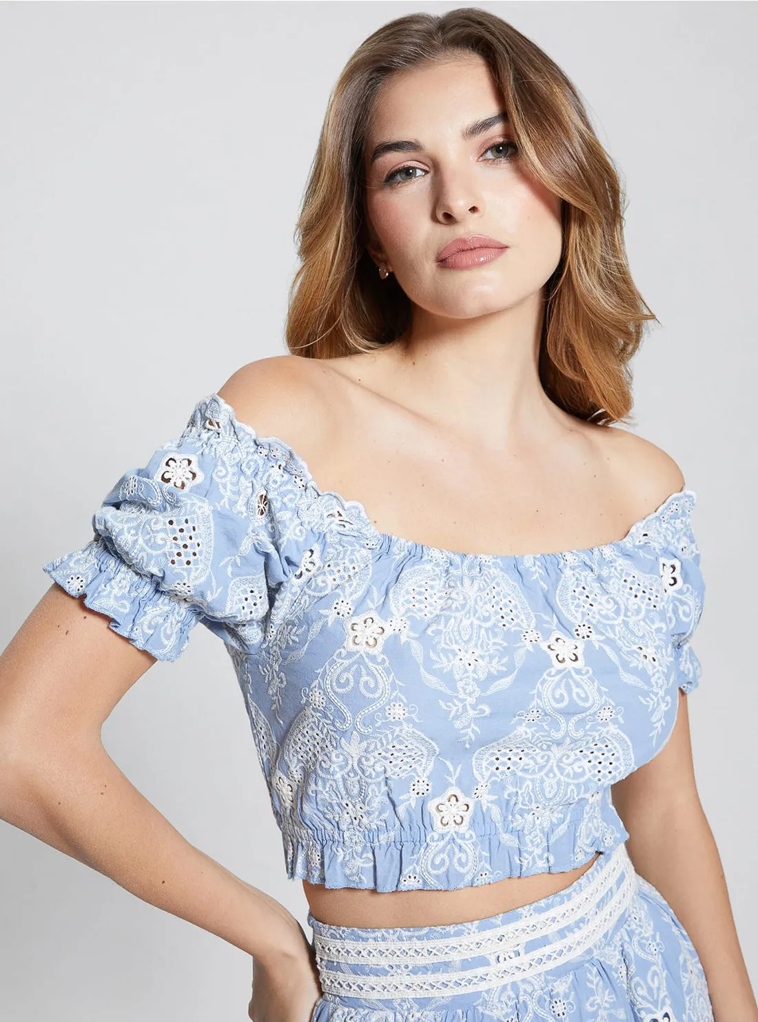 Blue Off Shoulder Frida Top