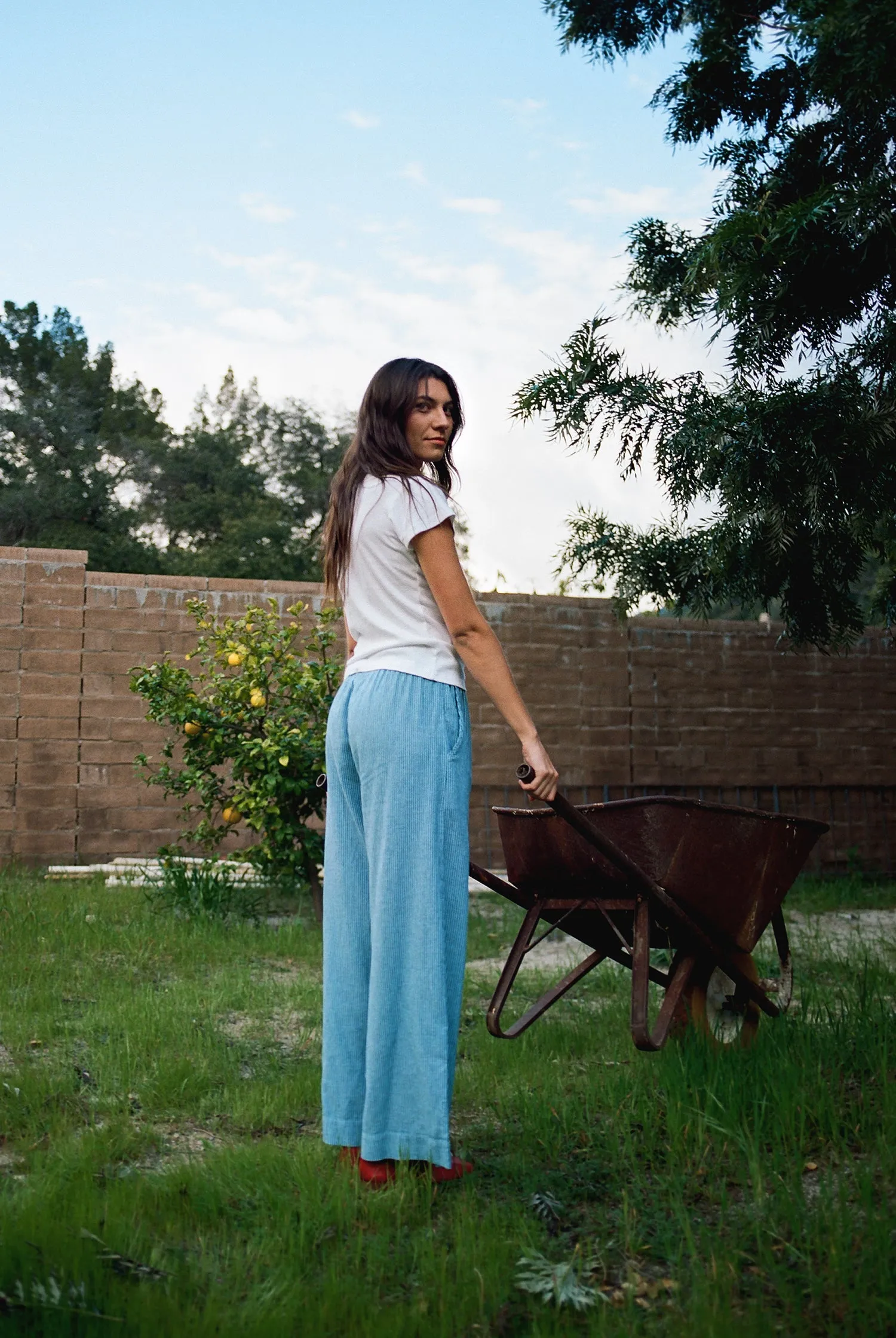 Blue Washed Stripe Trouser