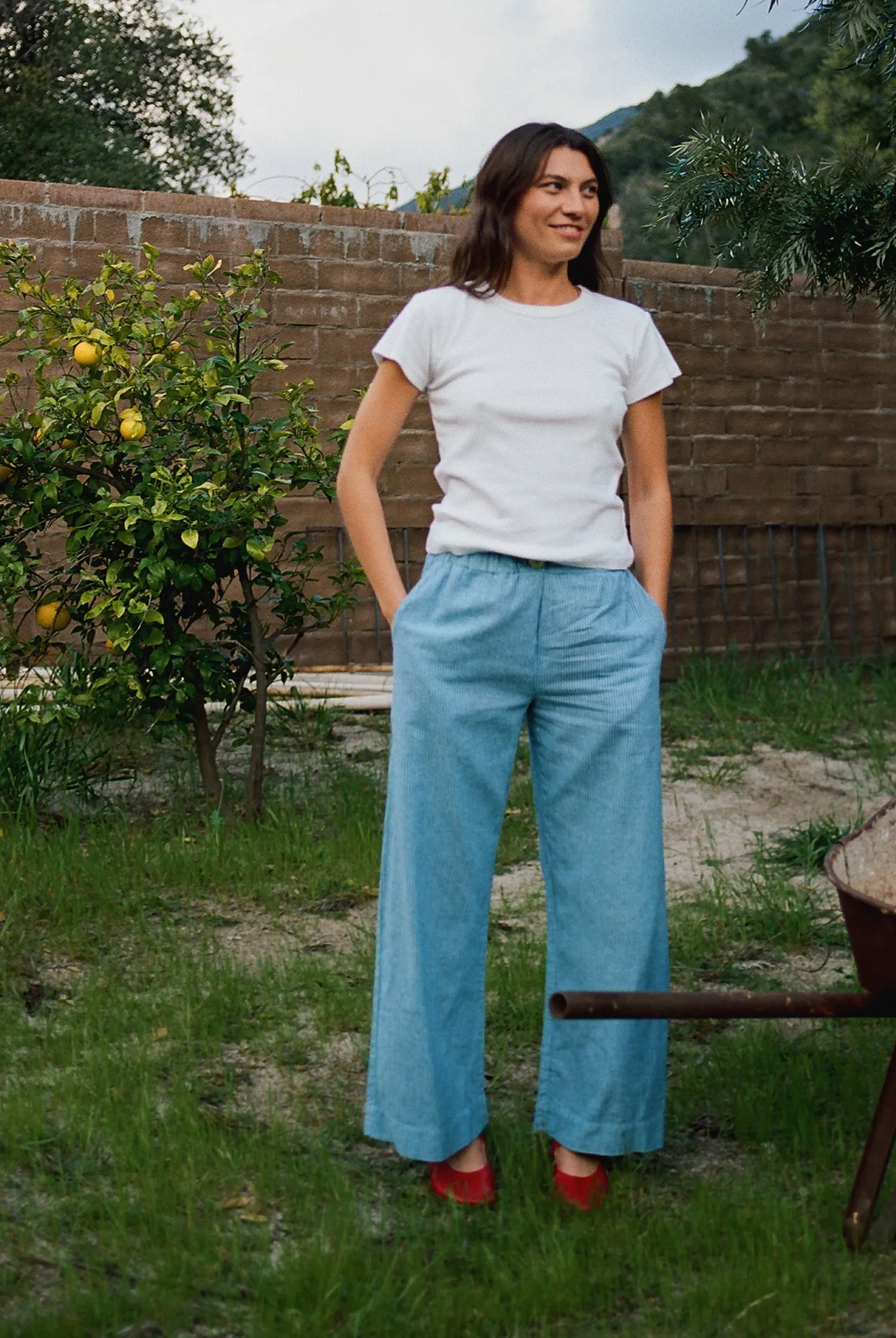 Blue Washed Stripe Trouser