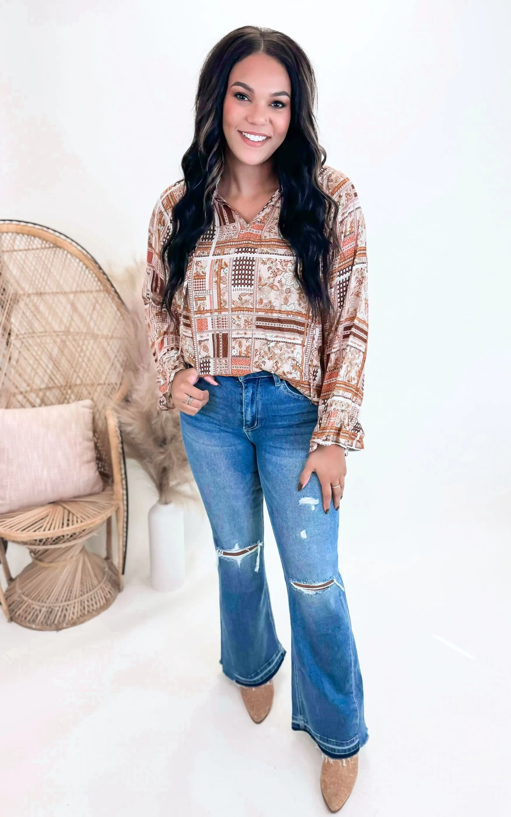 Bohemian Long-Sleeve Blouse - Final Sale