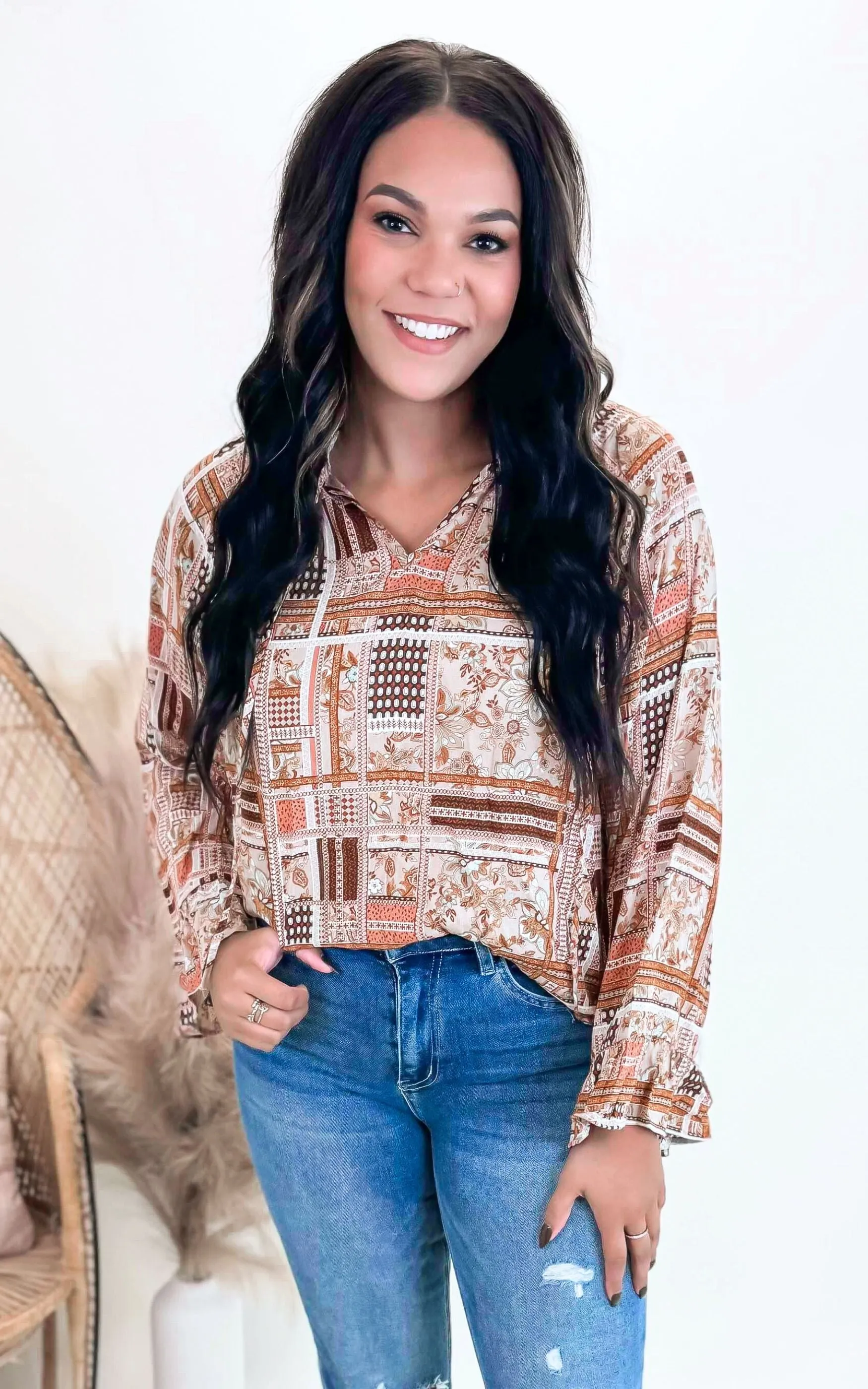 Bohemian Long-Sleeve Blouse - Final Sale