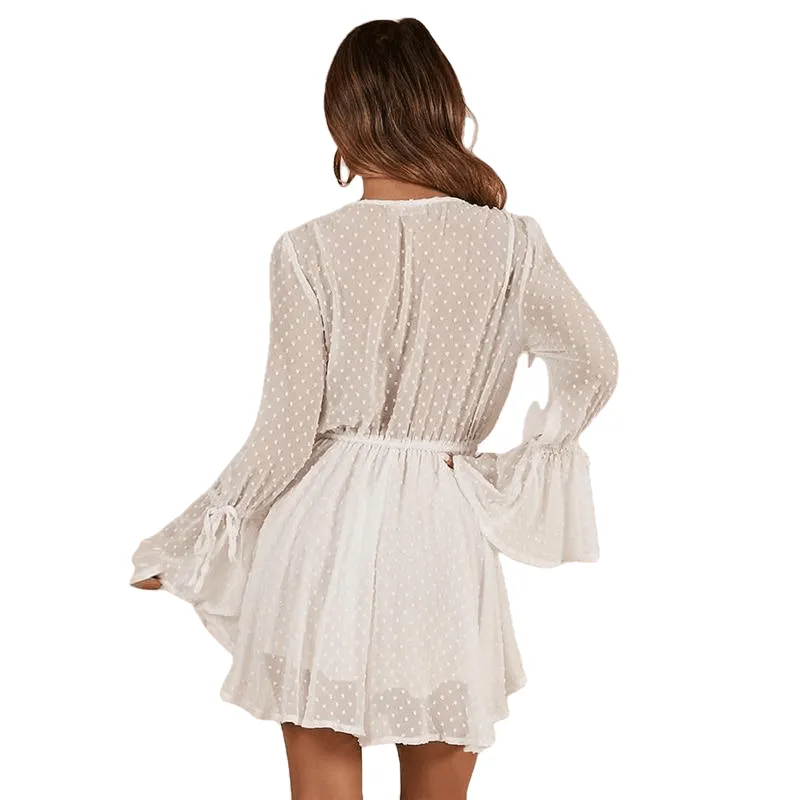 Bohemian Style Sexy Women's Polka Dot Print Long Sleeve Summer Dress