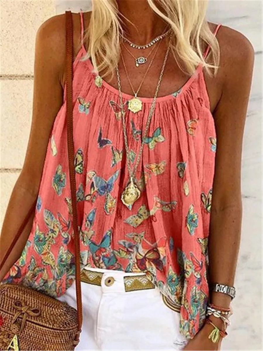 Bohemian Vintage Butterfly Strap Top