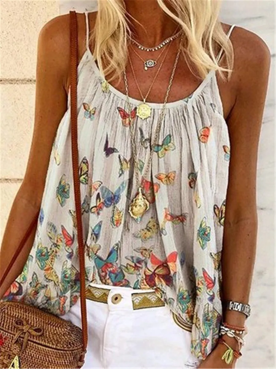 Bohemian Vintage Butterfly Strap Top