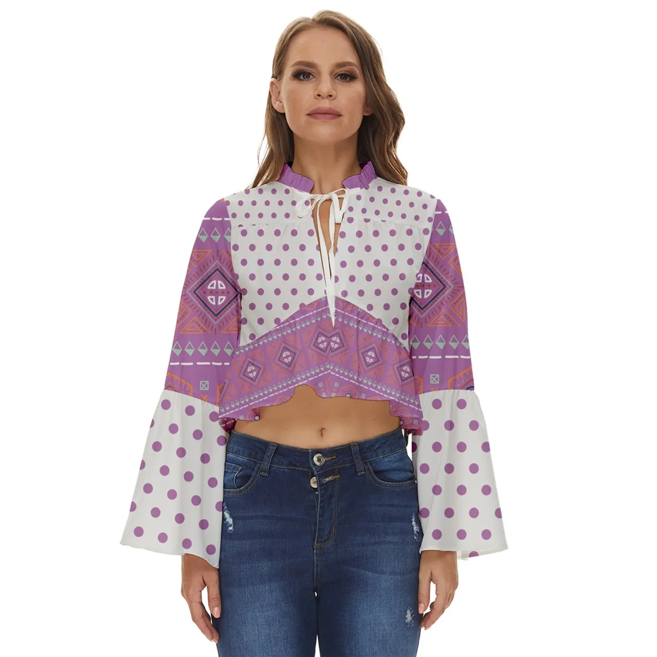 Boho Long Bell Sleeve Top - Mauve