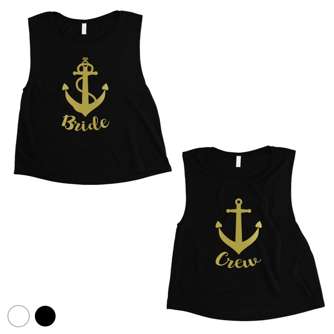 Bride Crew Anchor-GOLD Womens Crop Top Silly Wonderful Celebration