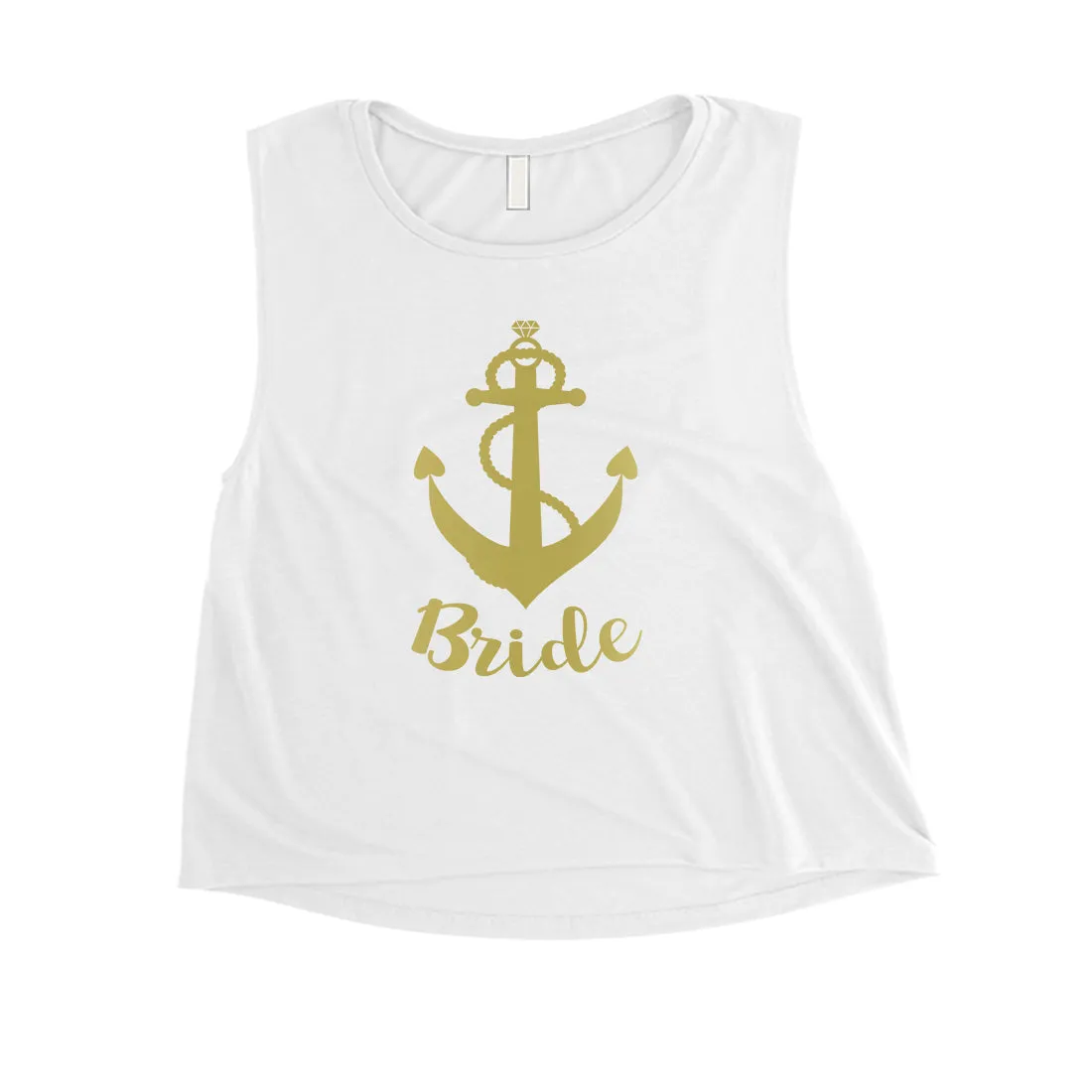 Bride Crew Anchor-GOLD Womens Crop Top Silly Wonderful Celebration