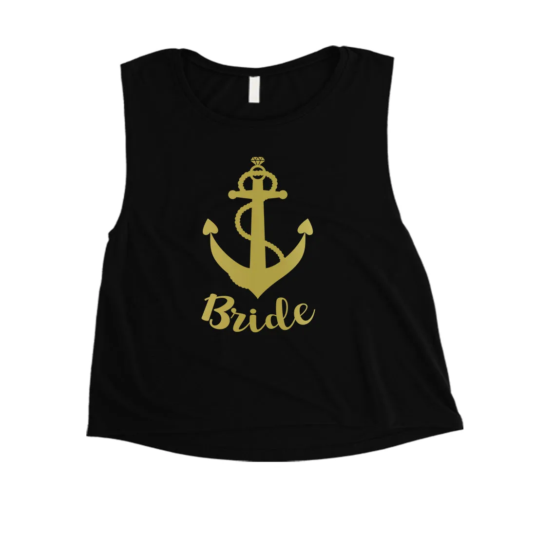 Bride Crew Anchor-GOLD Womens Crop Top Silly Wonderful Celebration