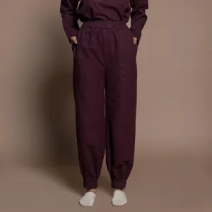 Burgundy Warm Cotton Flannel Elasticated Jogger Pant