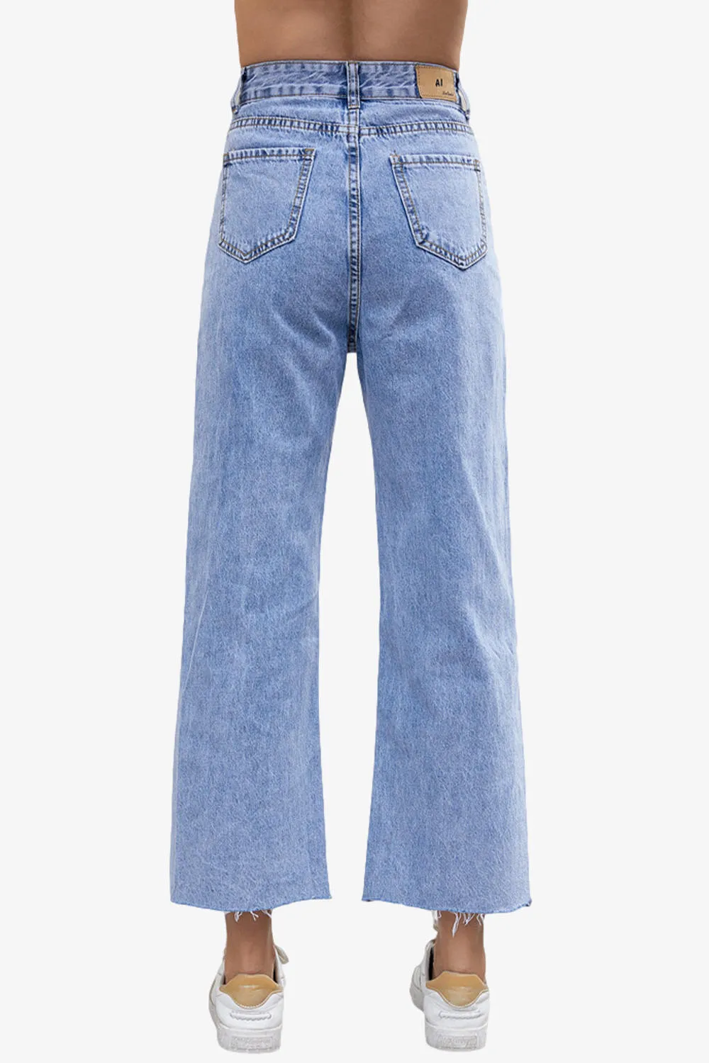 Button Up Denim Wide Leg Jeans