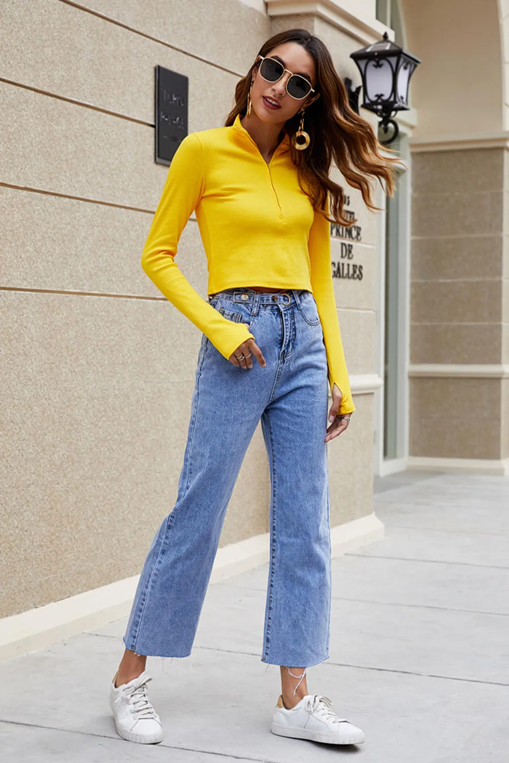 Button Up Denim Wide Leg Jeans