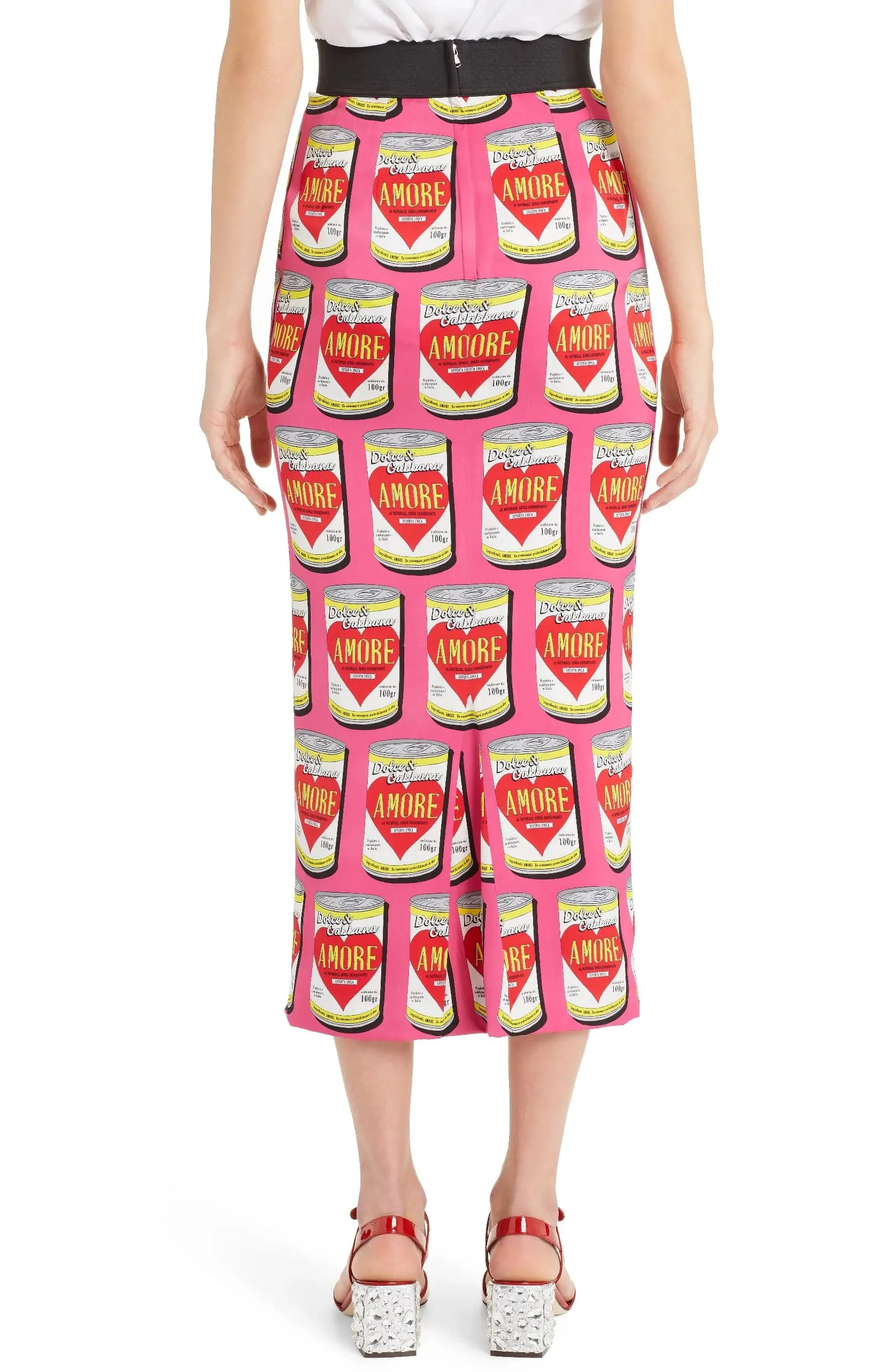 Can Print Silk Blend Charmeuse Pencil Skirt