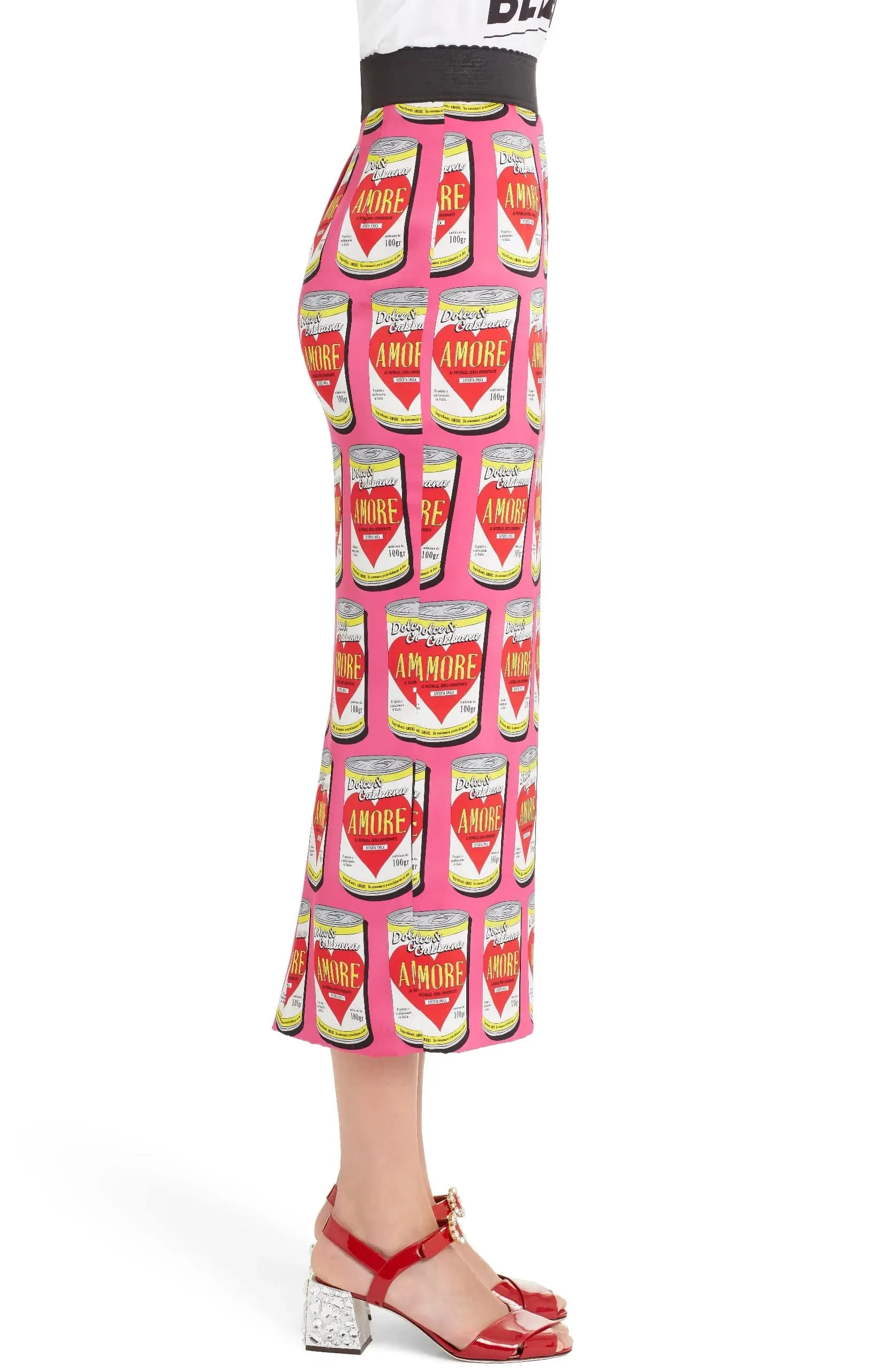 Can Print Silk Blend Charmeuse Pencil Skirt