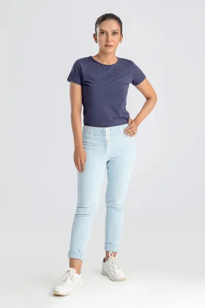 Casual Denim Jeggings - Pastel Blue