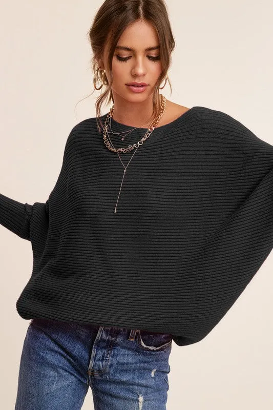 Chic Pink Dolman Sleeve Off Shoulder Mae Sweater