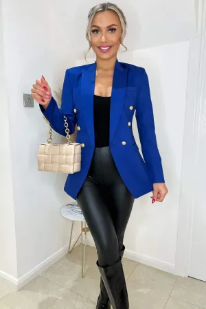 Cobalt Blue Military Style Blazer