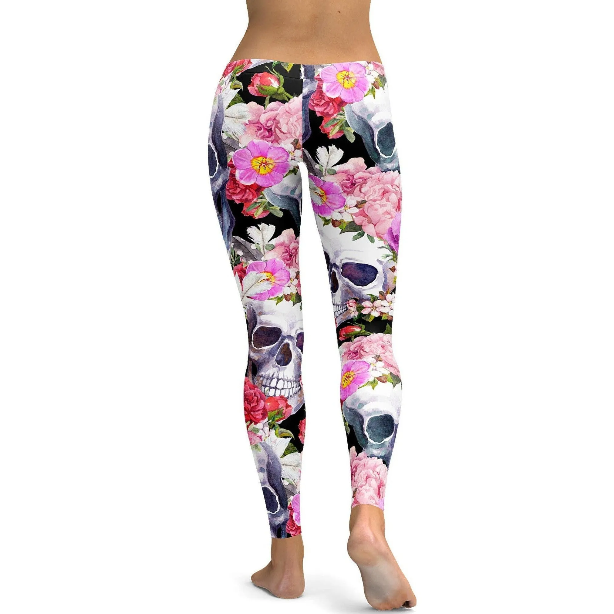 Colorful Floral Skull Leggings