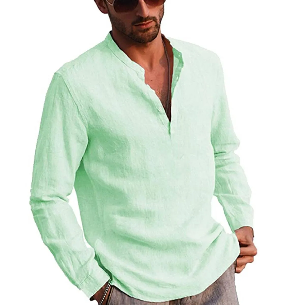 Cotton Stand Collar Shirt