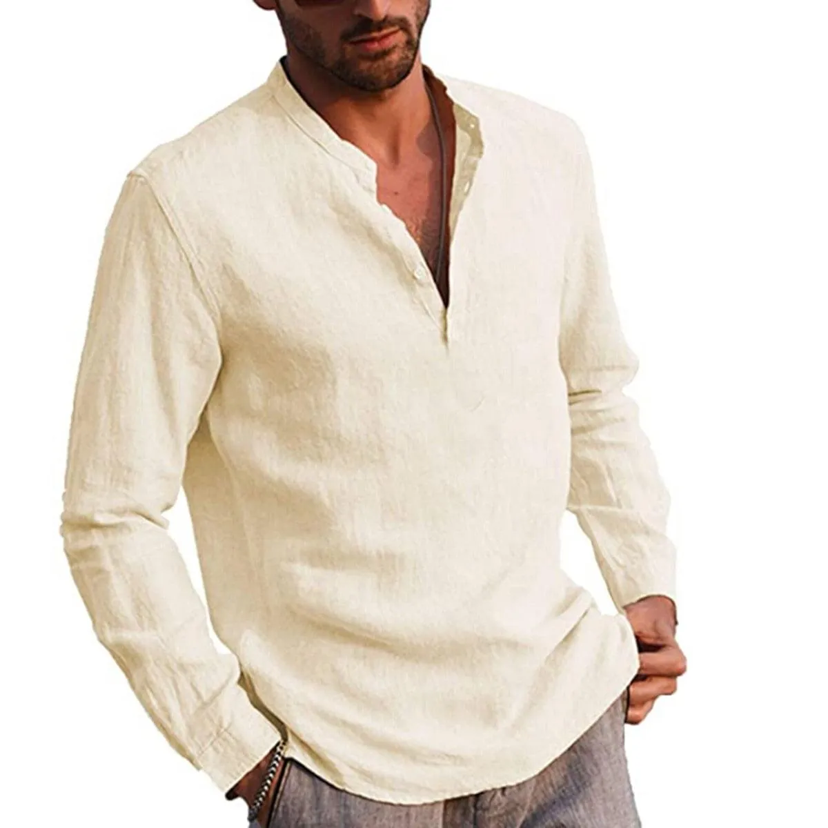 Cotton Stand Collar Shirt