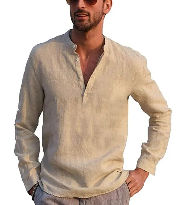 Cotton Stand Collar Shirt