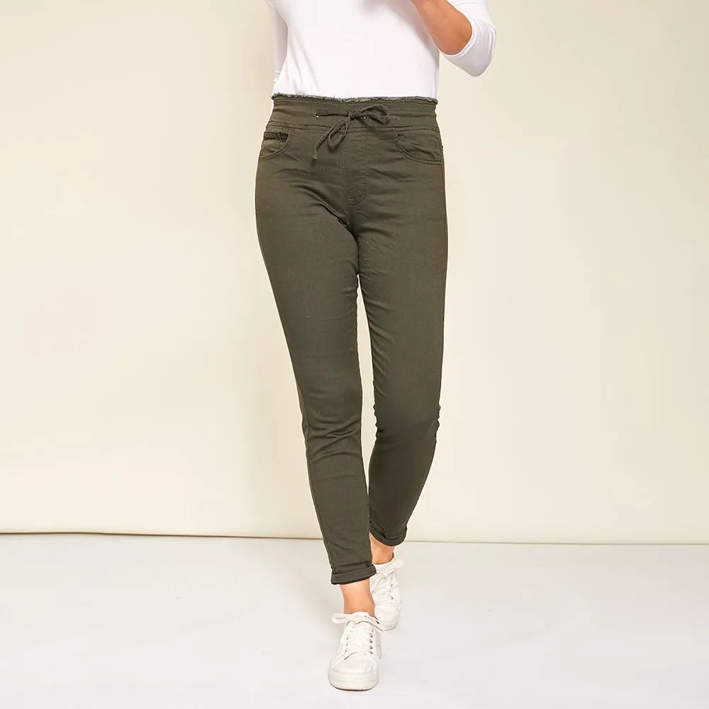 Dana Drawstring Classic Jeggings (Khaki)