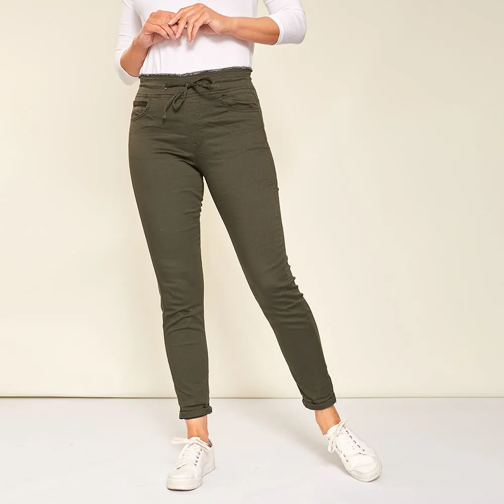 Dana Drawstring Classic Jeggings (Khaki)