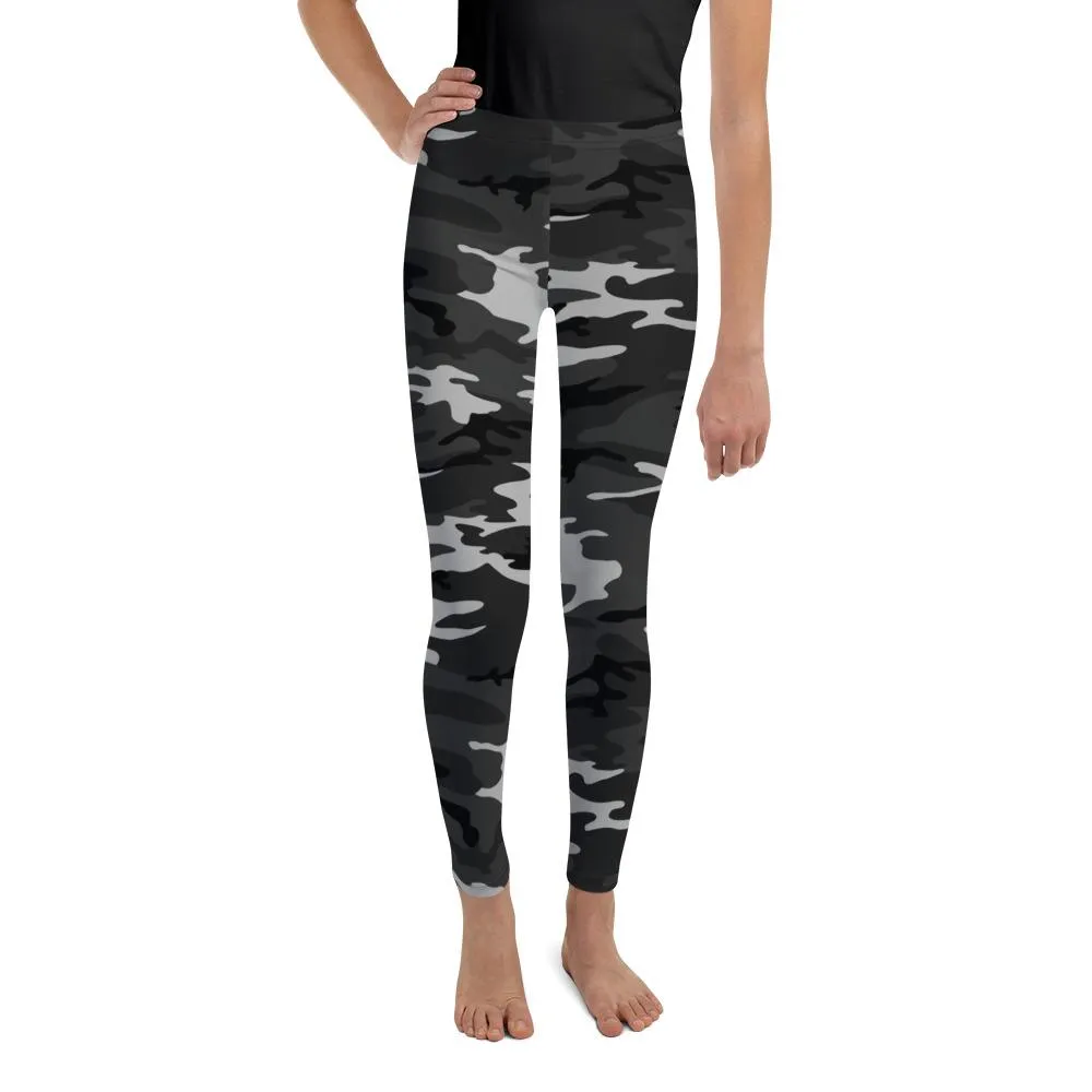 Dark Grey Camo Youth Leggings